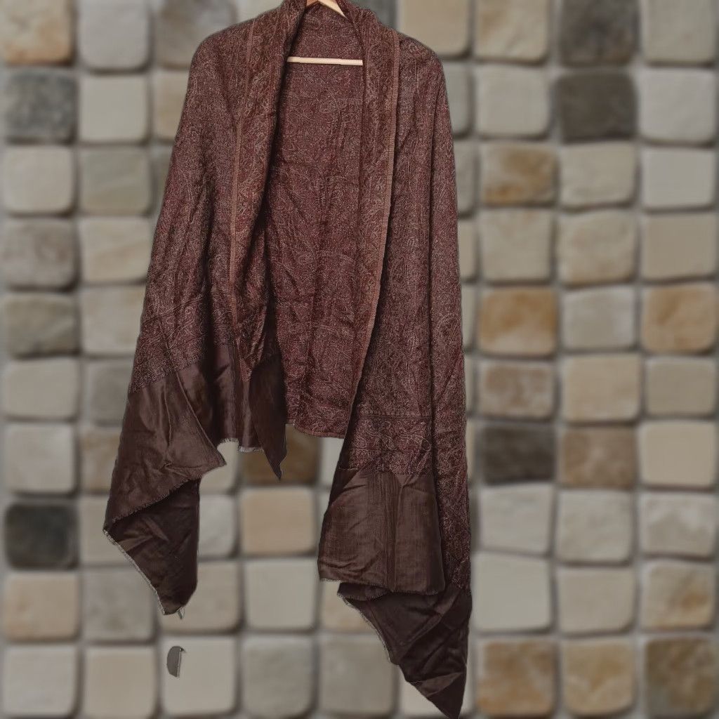 Vintage VINTAGE Valerie Stevens Wool Scarf Shawl Women's Fall Winter Brown Maroon Paisley Fringe 82x37.5 Inches Size ONE SIZE - 1 Thumbnail