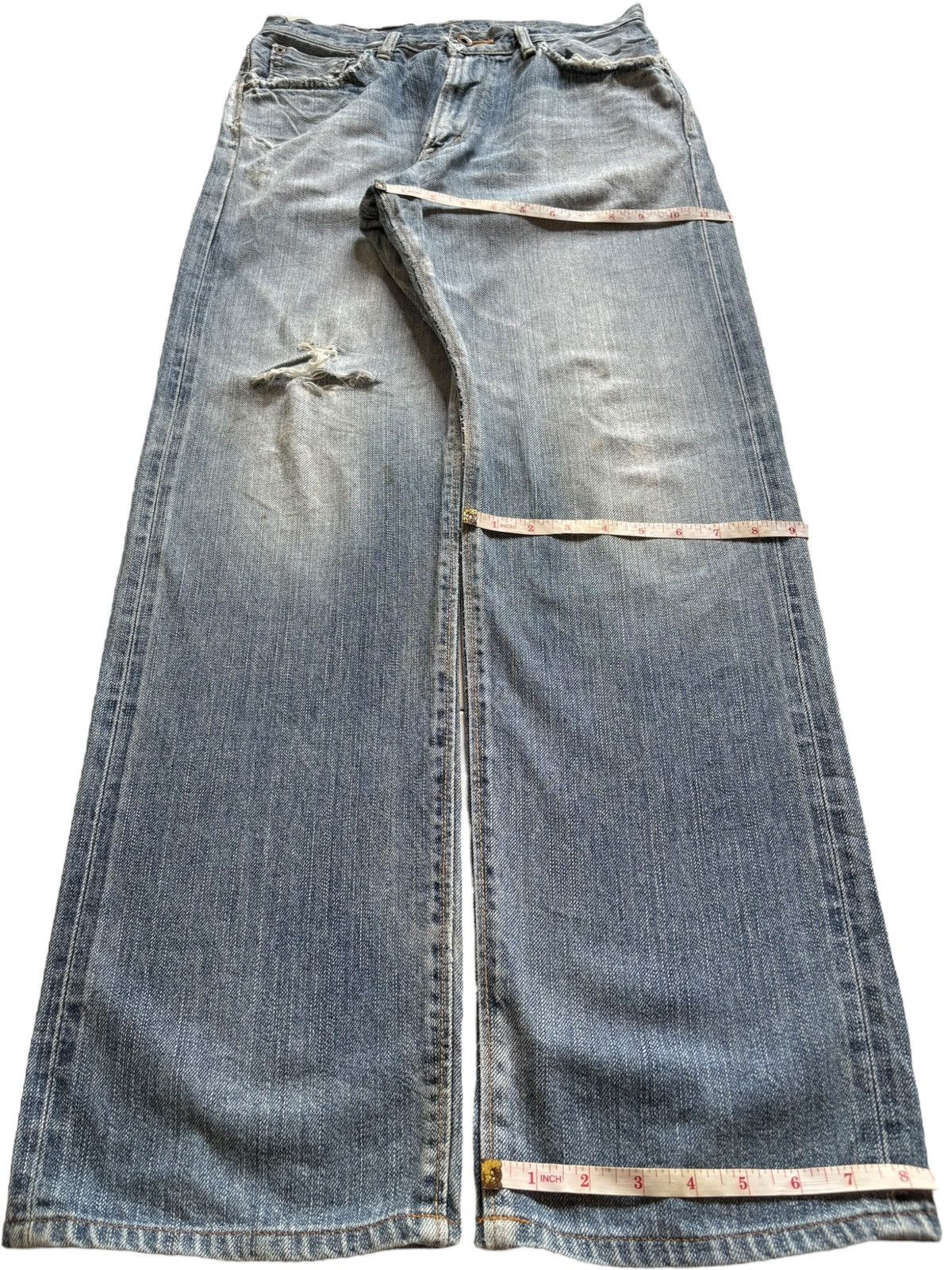 Edwin Vintage Edwin 505ZX Selvedge Mud Wash Distress Baggy Jeans Size US 30 / EU 46 - 14 Thumbnail