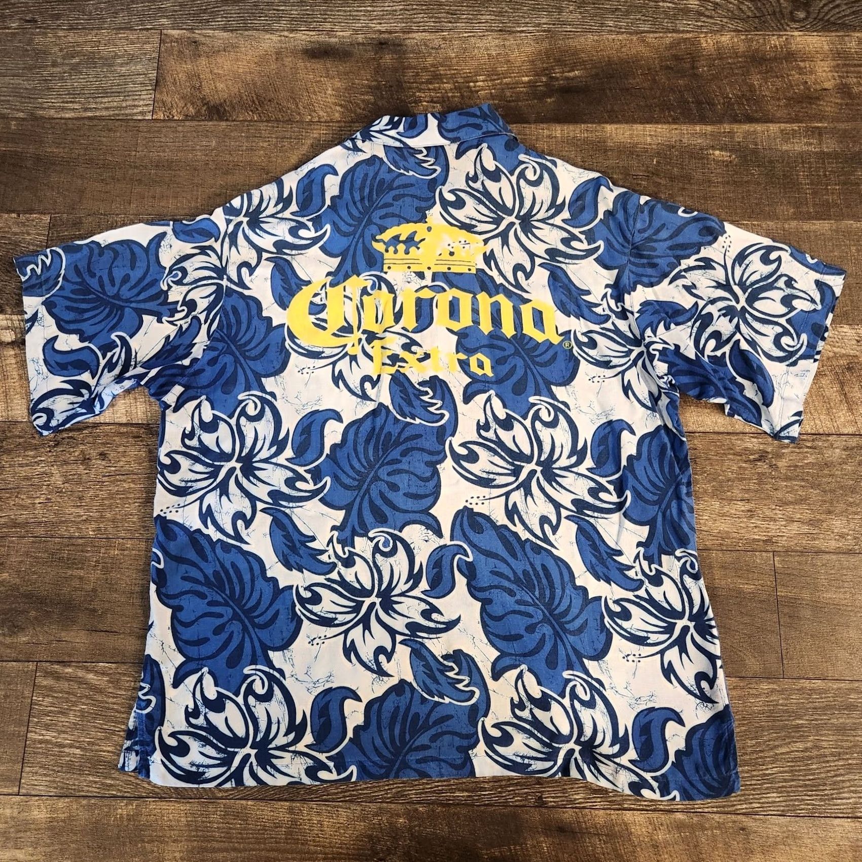 Doublet VINTAGE Corona Extra Hawaiian Shirt Floral Blue Double Sided Mens Large 100% Rayon Size US L / EU 52-54 / 3 - 4 Thumbnail
