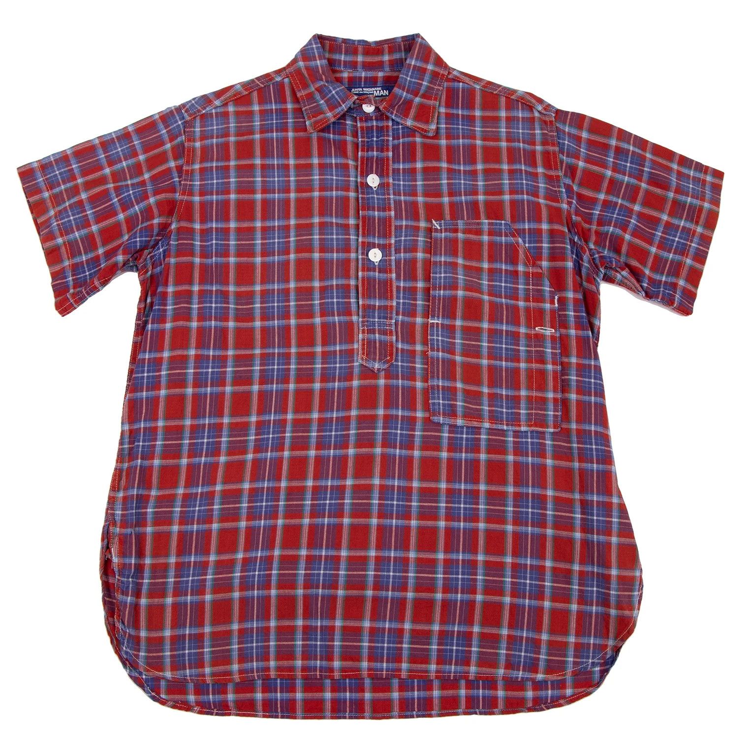 Junya Watanabe Block Check Short Sleeve Pullover Shirt in Red and Blue Size US M / EU 48-50 / 2 - 1 Thumbnail