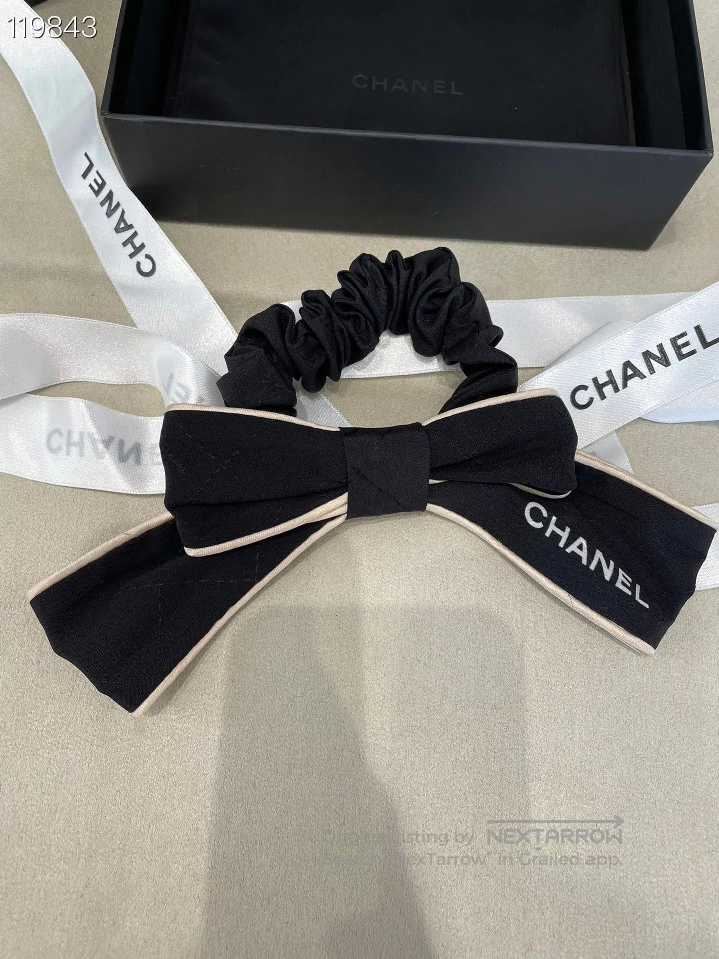 Chanel Chanel Black Bow Double C Hair Tie. Size ONE SIZE - 3 Thumbnail