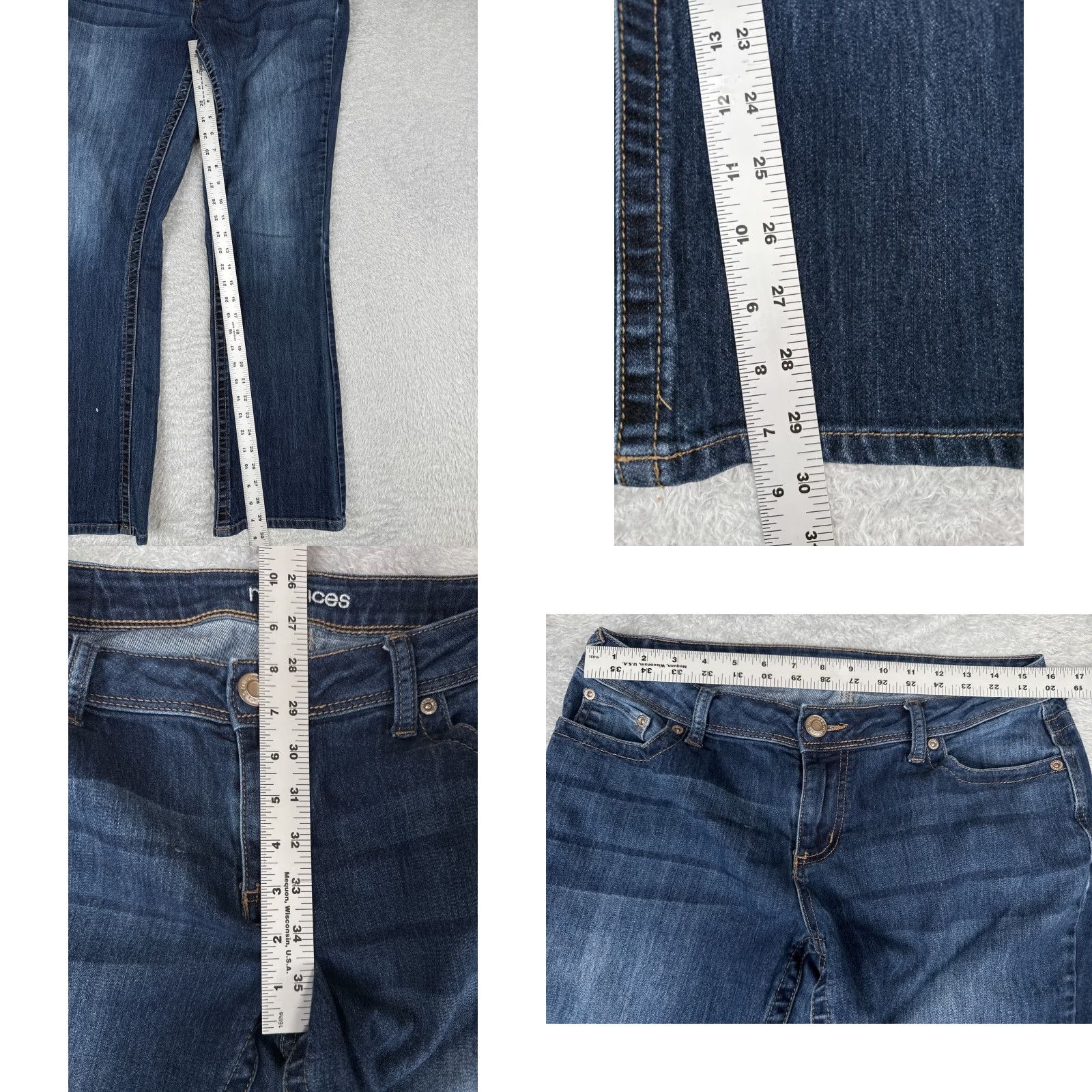 Vintage Maurices Jeans Women 8 Blue Denim Bootcut Low Rise 32x30 Cotton Blend 5-Pocket Zipper Distressed Medium Wash Size 30" / US 8 / IT 44 - 8 Thumbnail