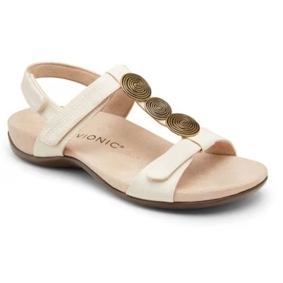 Vionic Vionic Orthaheel Rest Farra II Cream Antique Gold Brass Meta Size US 10 / IT 40 - 8 Thumbnail