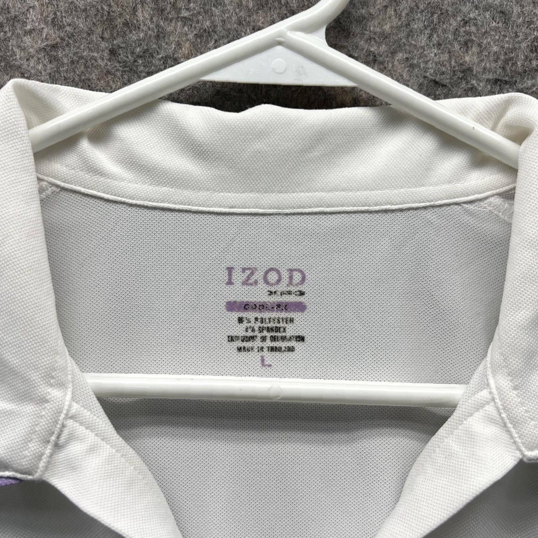 Izod VINTAGE Izod Polo Shirt Women Large Ladies White Purple Athletic Polyester Spandex Size L / US 10 / IT 46 - 2 Thumbnail