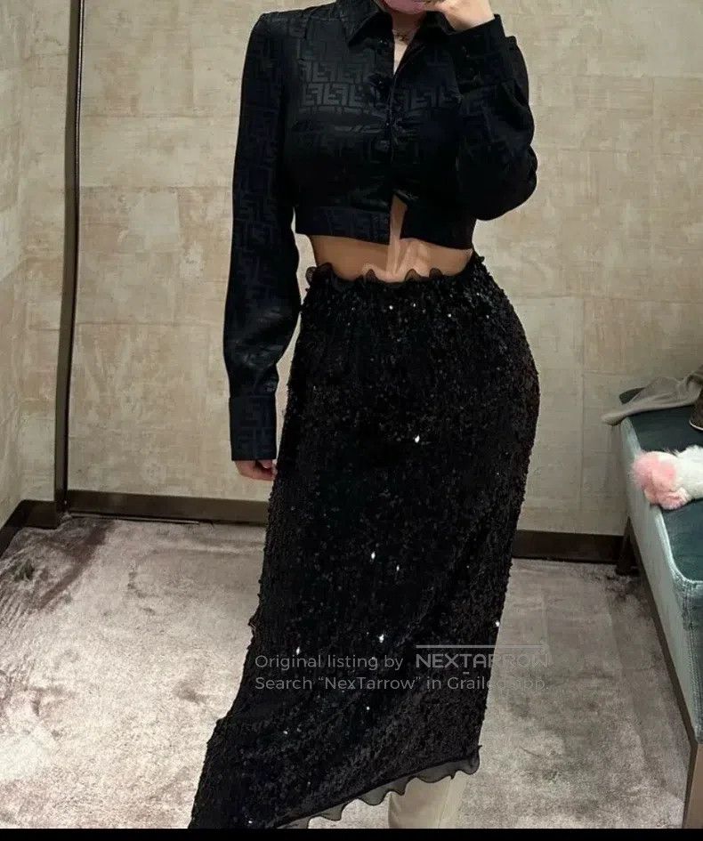 Fendi Fendi Fully Sequined Black Skirt Size 24" / US 00 / IT 34 - 8 Thumbnail
