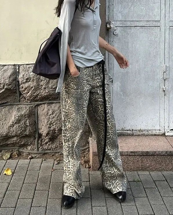 image of Camo Y2K Retro Street Leopard Style Pant in Grey, Men's (Size 30)