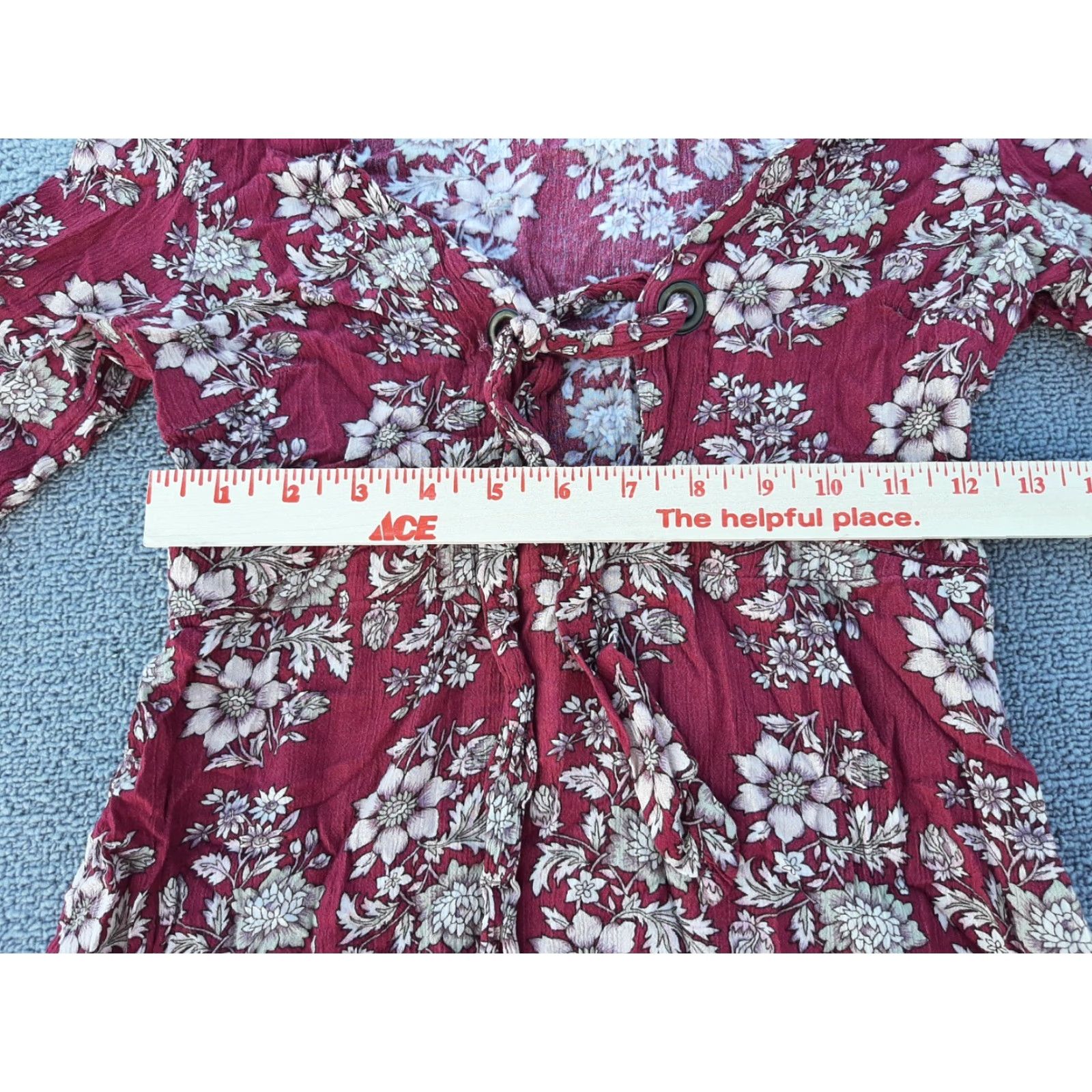 American Eagle Outfitters American Eagle Dress Long Sleeve Red Floral XS TP Size XS / US 0-2 / IT 36-38 - 5 Thumbnail