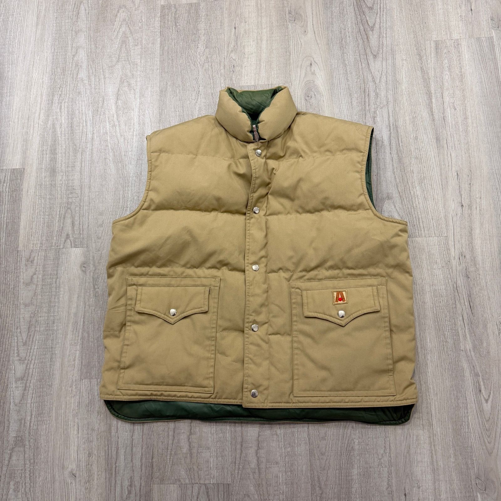 Vintage Vintage Academy Broadway Goose Down Vest Men's XL Tan 1980s Size US XL / EU 56 / 4 - 1 Thumbnail