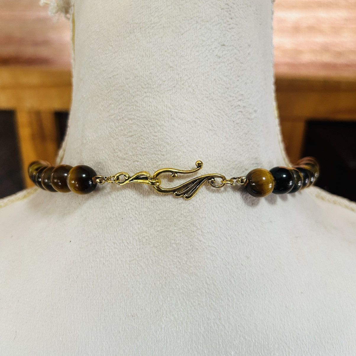 Handmade Handcrafted genuine stone tigers eye beaded necklace Size ONE SIZE - 4 Thumbnail