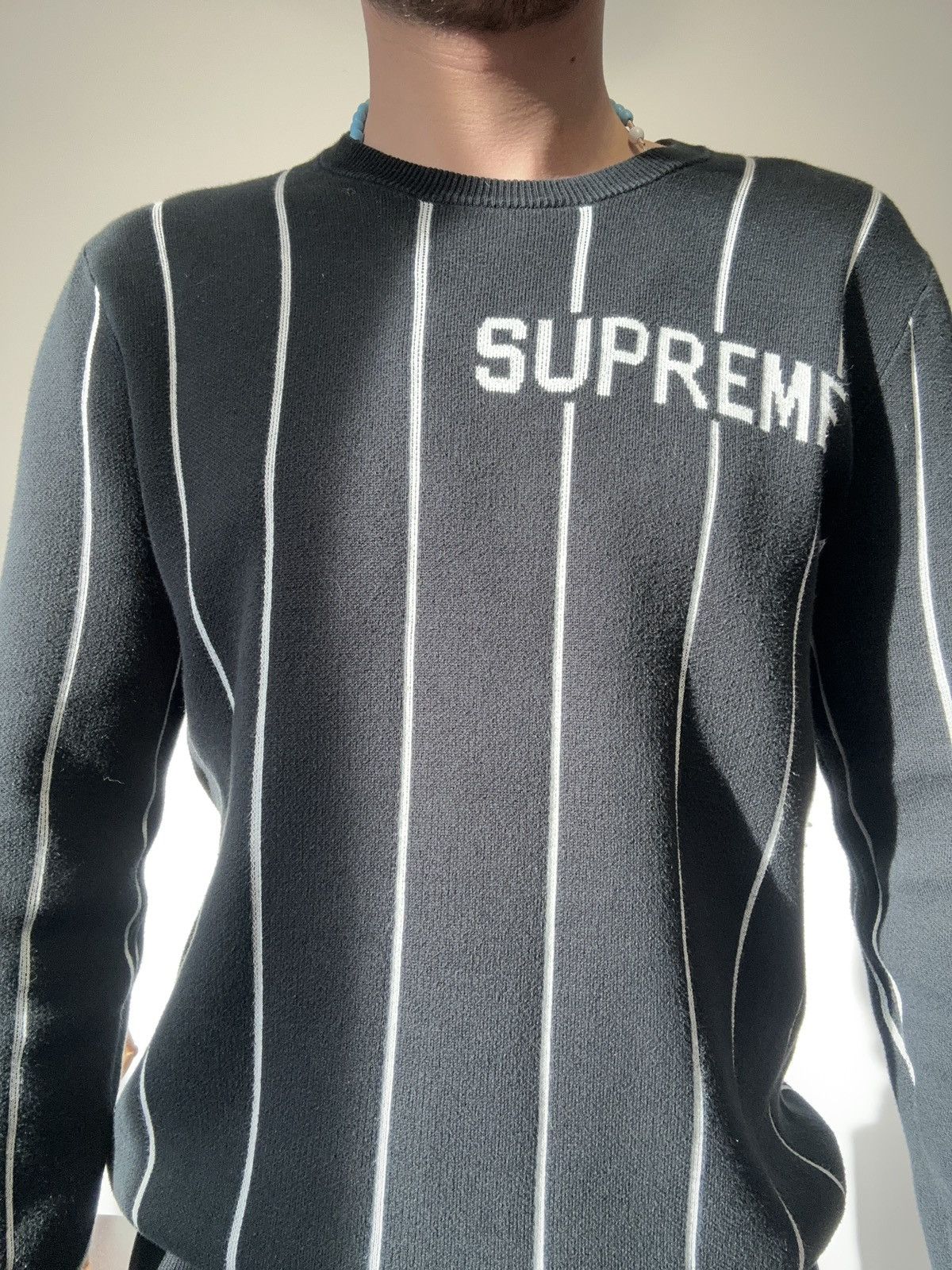 Supreme Supreme 13 AW Wide Pinstripe Sweater striped Size US L / EU 52-54 / 3 - 2 Thumbnail