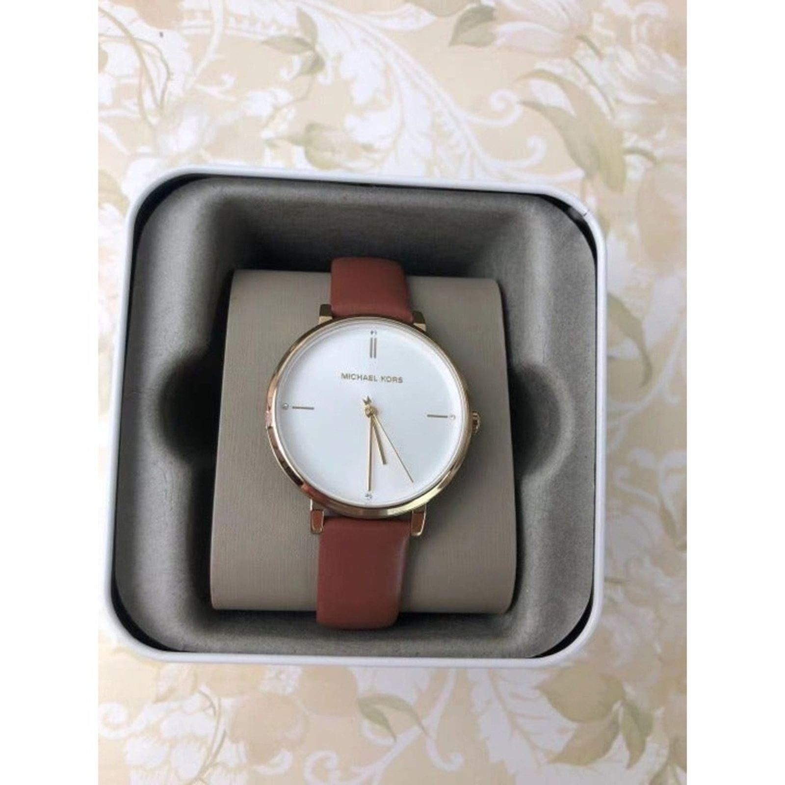 MICHAEL KORS MK7099 JAYNE BROWN GOLD LEATHER WOMEN'S WATCH
