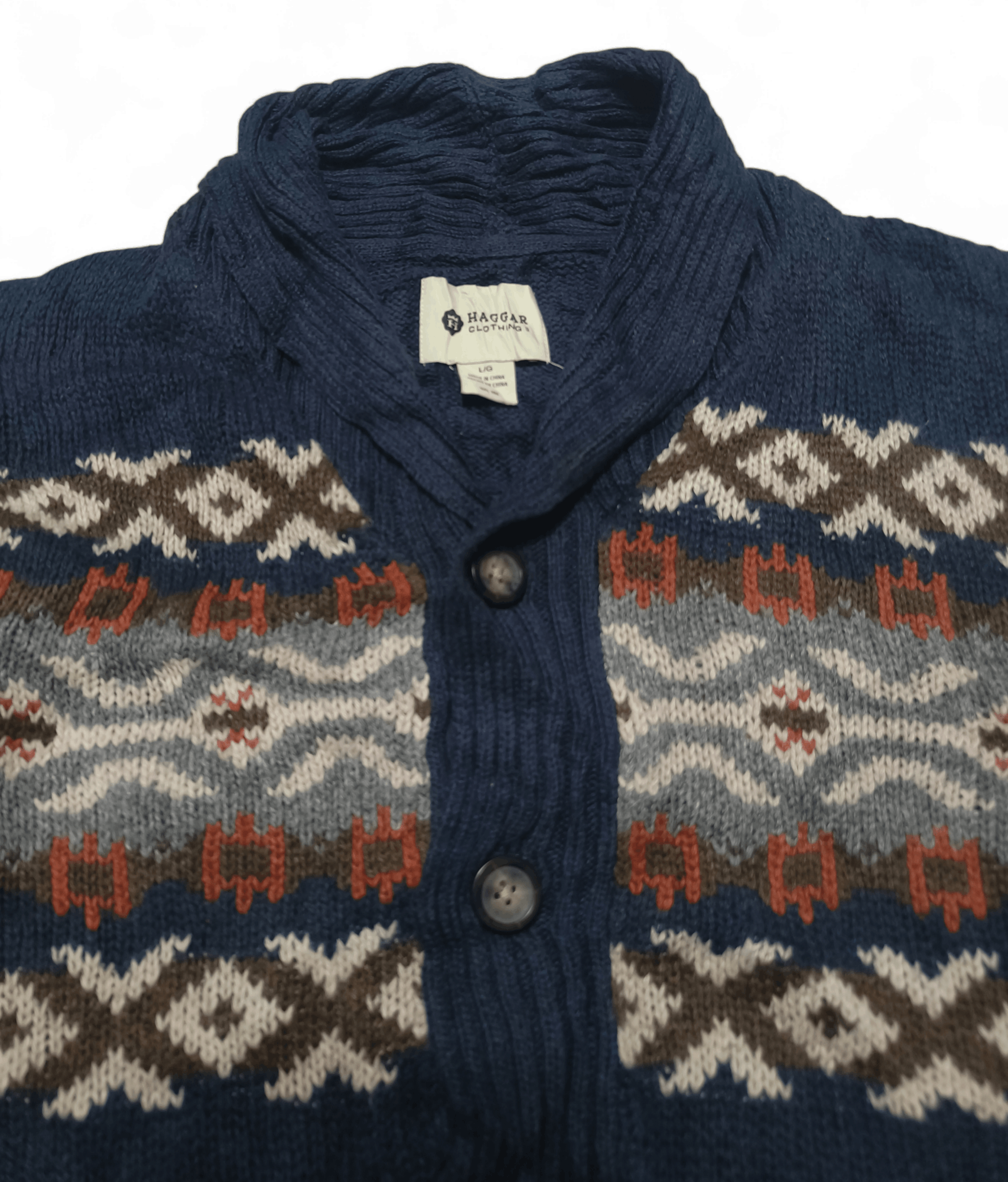 Other Vintage 90s HAGGAR Ethnic Abstract Motifs Knit Sweater Size US L / EU 52-54 / 3 - 3 Thumbnail