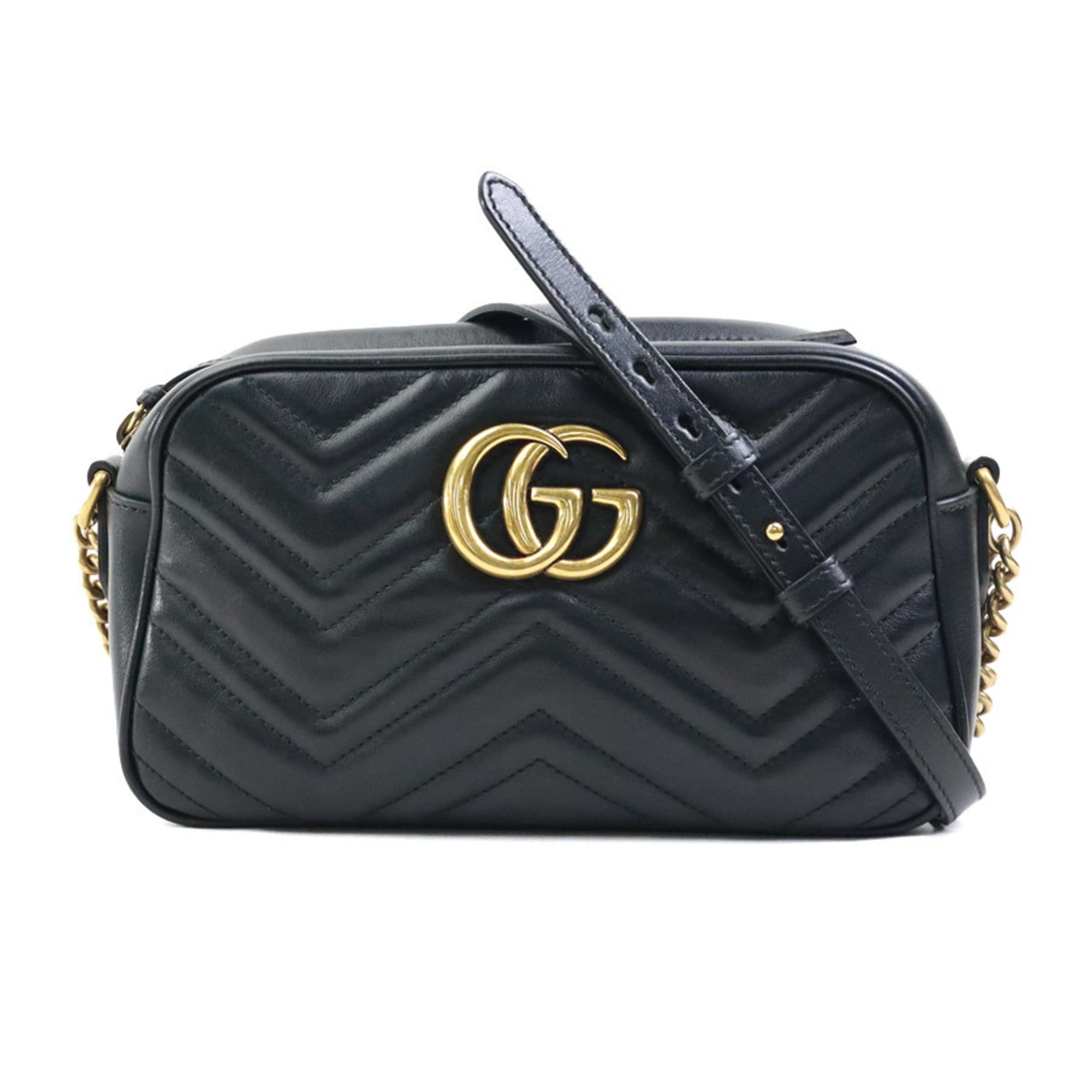 Gucci Gucci GG Marmont Shoulder Bag in Leather/Metal, Black/Gold, Women's, 447632 e61155k Size ONE SIZE - 1 Thumbnail