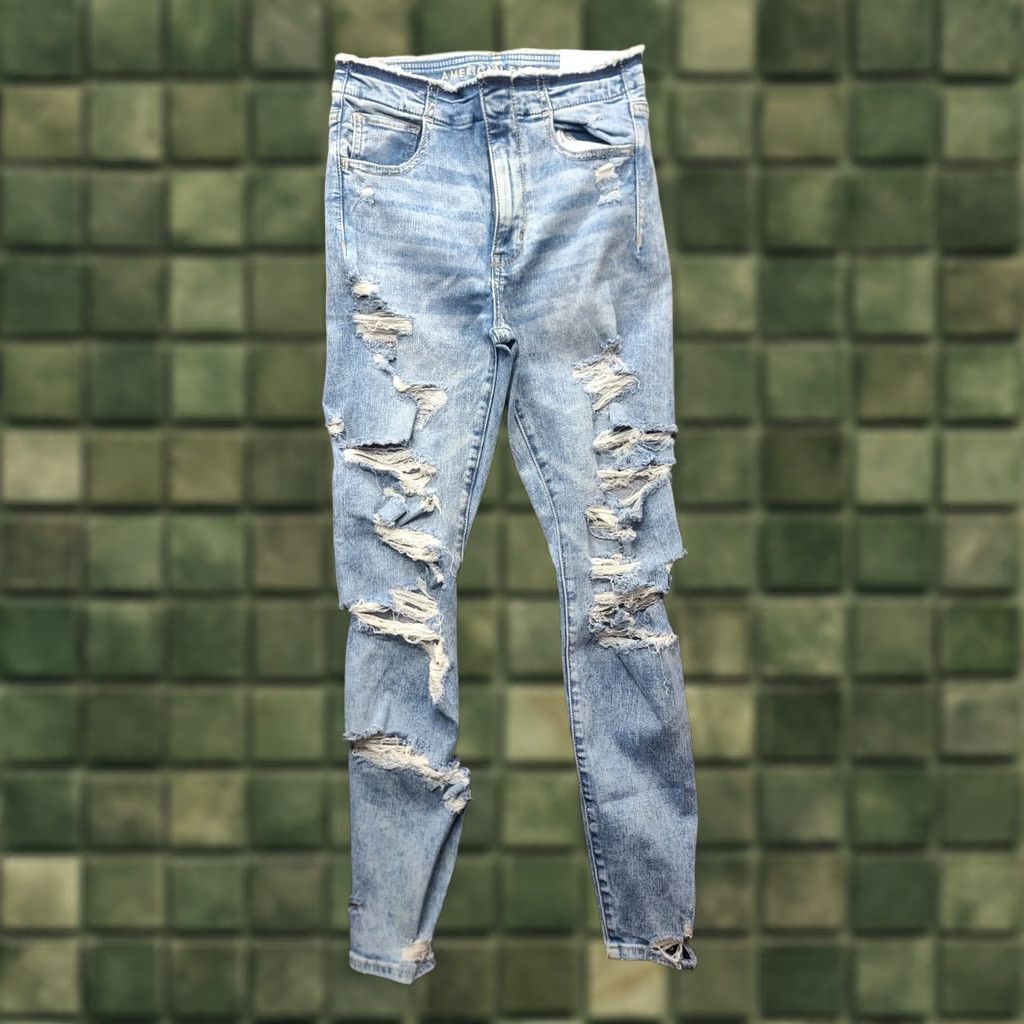 American Eagle Outfitters VINTAGE American Eagle Jeggings Womens 6 27x28 Regular Fit Ankle Super Hi Rise Thrashed Size 28" / US 6 / IT 42 - 1 Thumbnail