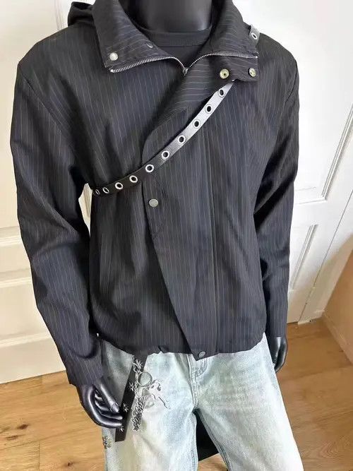 VIBE Vintage Street Punk Stripe Loose Casual Hooded Jacket Coat Size US XL / EU 56 / 4 - 4 Thumbnail