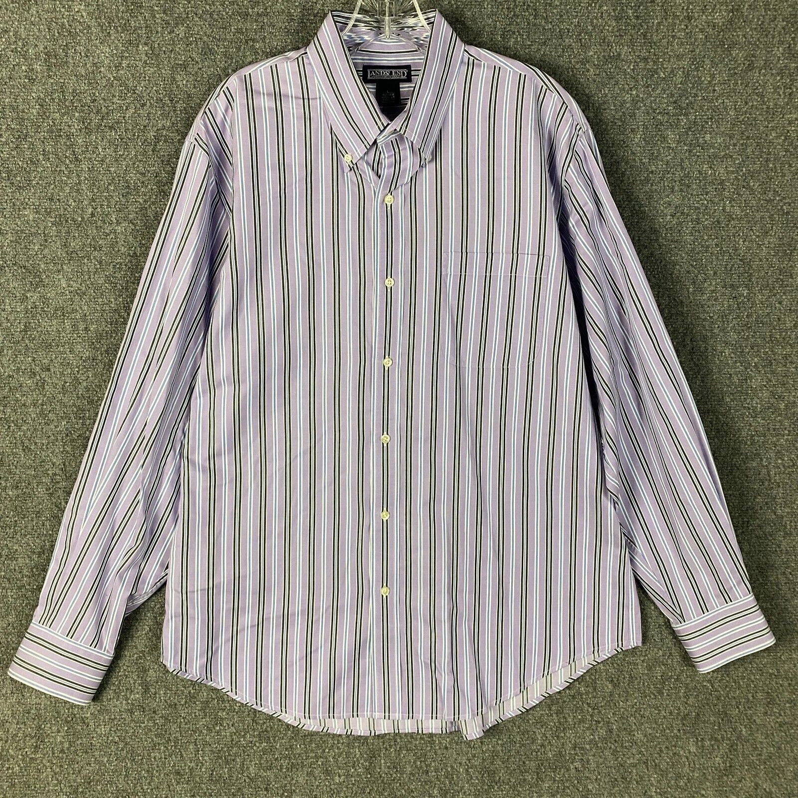 Lands' End Lands' End Button Down Shirt Men's Large 42-44 Striped Size US L / EU 52-54 / 3 - 1 Thumbnail