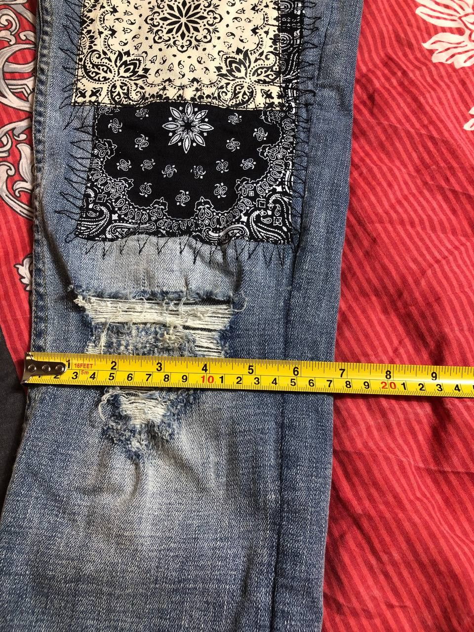Japanese Brand Dirty Painted Distressed Thrashed Faded Baggy Jeans Y2K Size US 30 / EU 46 - 7 Thumbnail