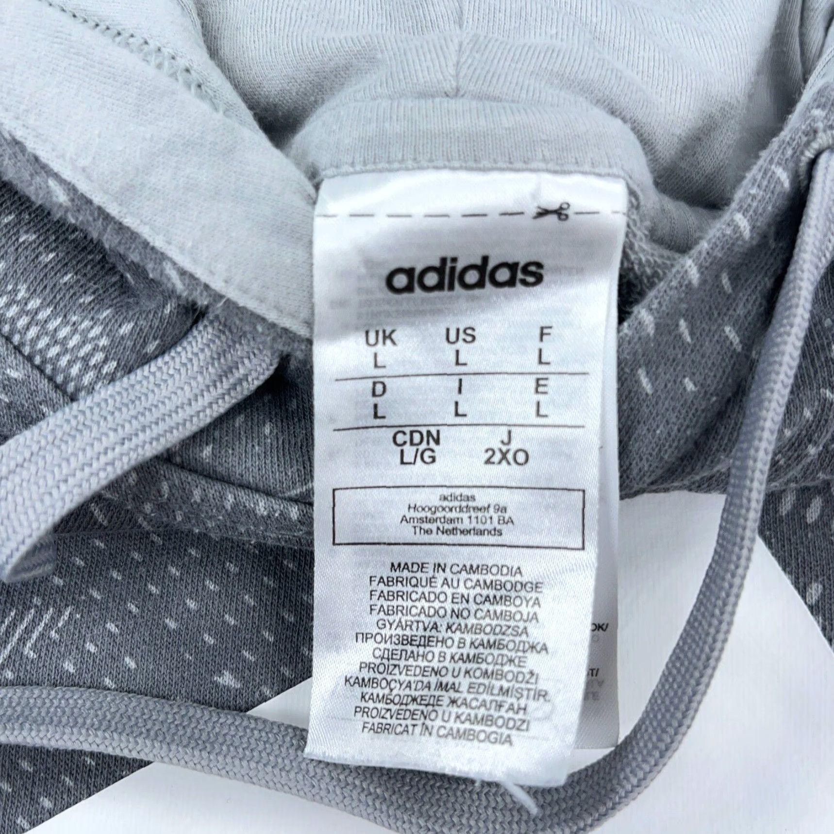 Adidas Adidas Hoodie Men Large Gray White Geometric Camo Sweatshirt Pullover Hooded Sports Hoodie Cozy Cotton Blend Polyester Fleece Pockets Logo Size US L / EU 52-54 / 3 - 5 Thumbnail