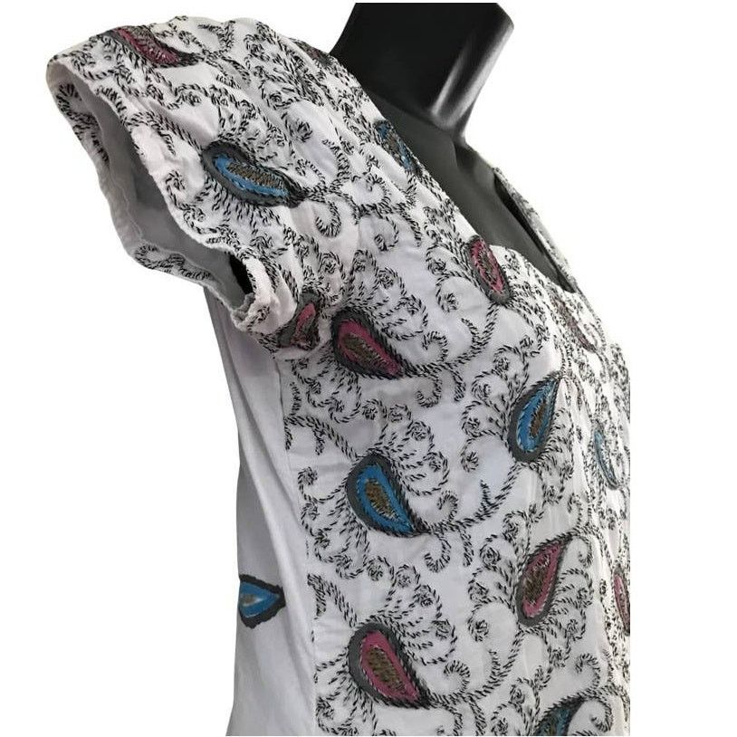 Vintage Embroidered Peacock Feather Dress, Paisley Print Dress Small Size S / US 4 / IT 40 - 3 Thumbnail