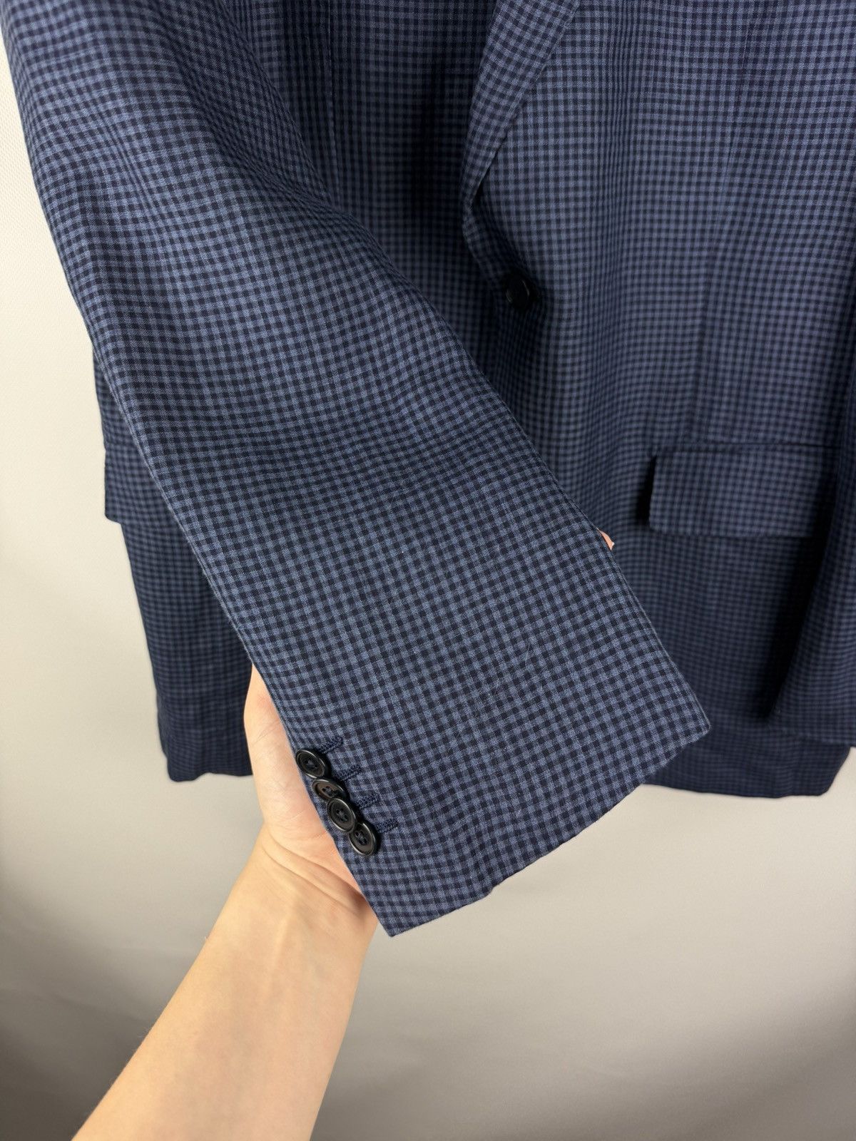 Ermenegildo Zegna Ermenegildo Zegna Duo Wool Silk Linen Checked Blazer Jacket Size 46R - 8 Thumbnail