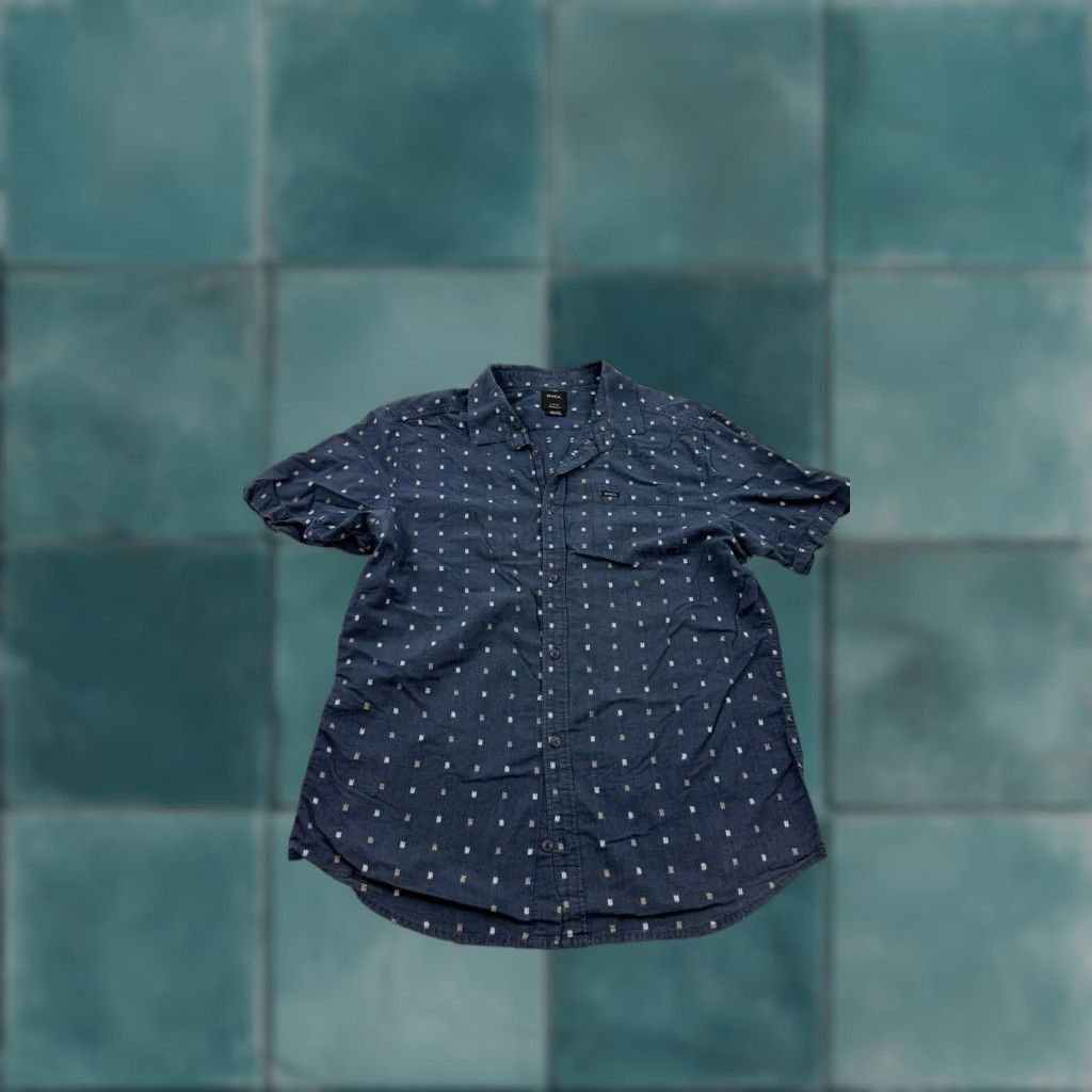 RVCA RVCA Shirt Men Short Sleeve Button-Up Blue Geometric Pattern Regular Fit Size US M / EU 48-50 / 2 - 1 Thumbnail