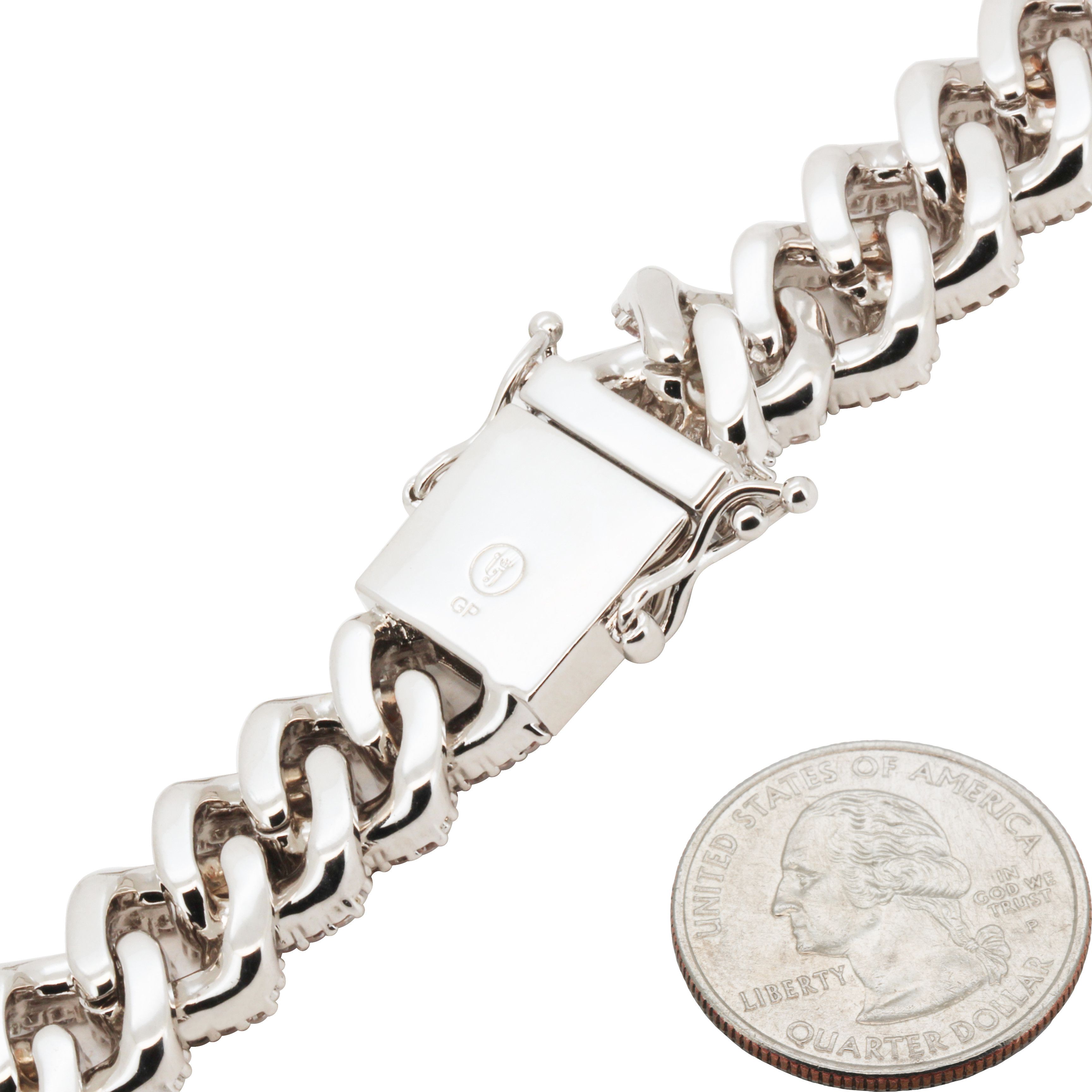 Other 14k White Gold Plated AAA CZ 14mm Cuban Chain Necklace 24” Size ONE SIZE - 4 Thumbnail