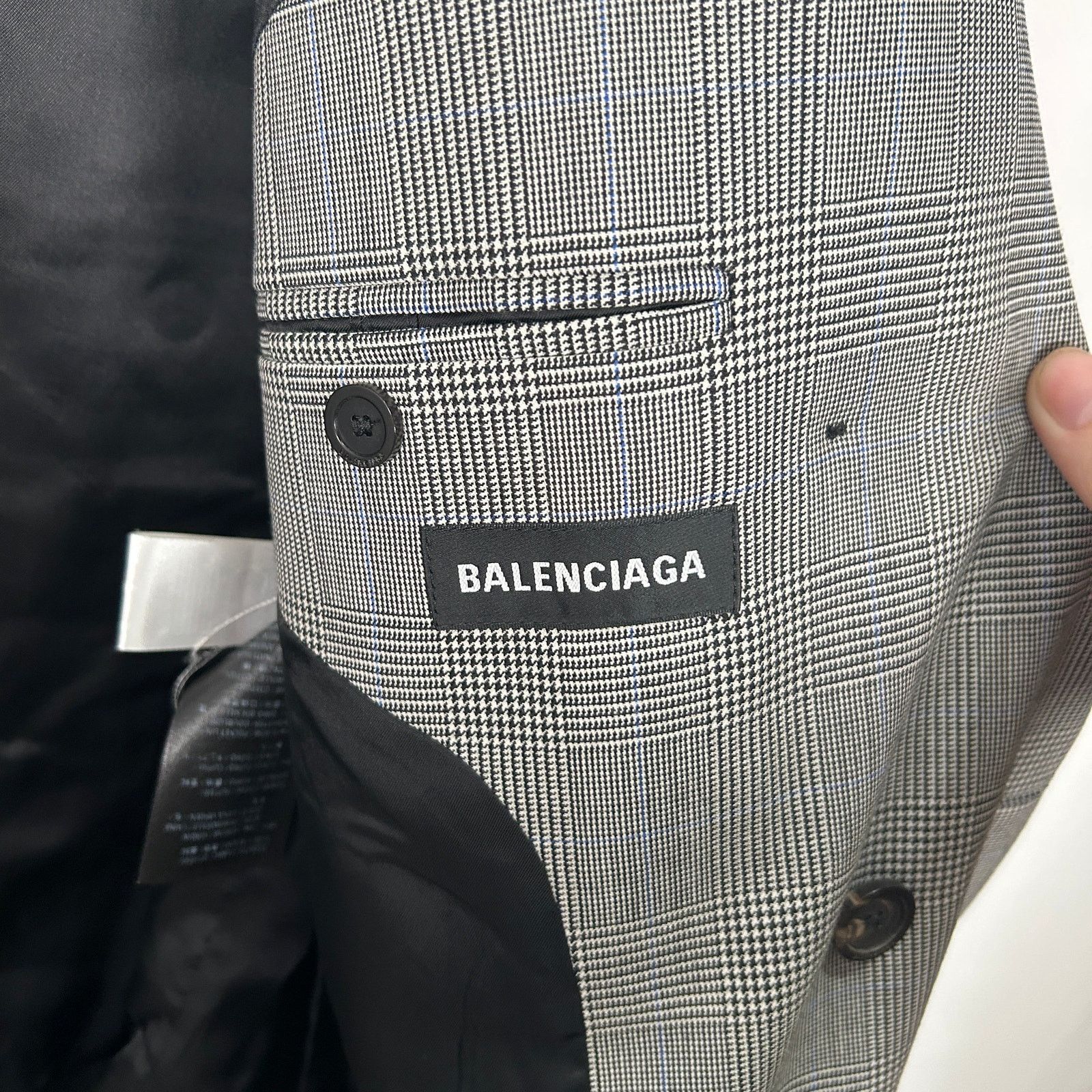 Balenciaga Balenciaga FW21 Grey Checkered Wool Oversized Blazer Size 42 Size 50R - 6 Thumbnail