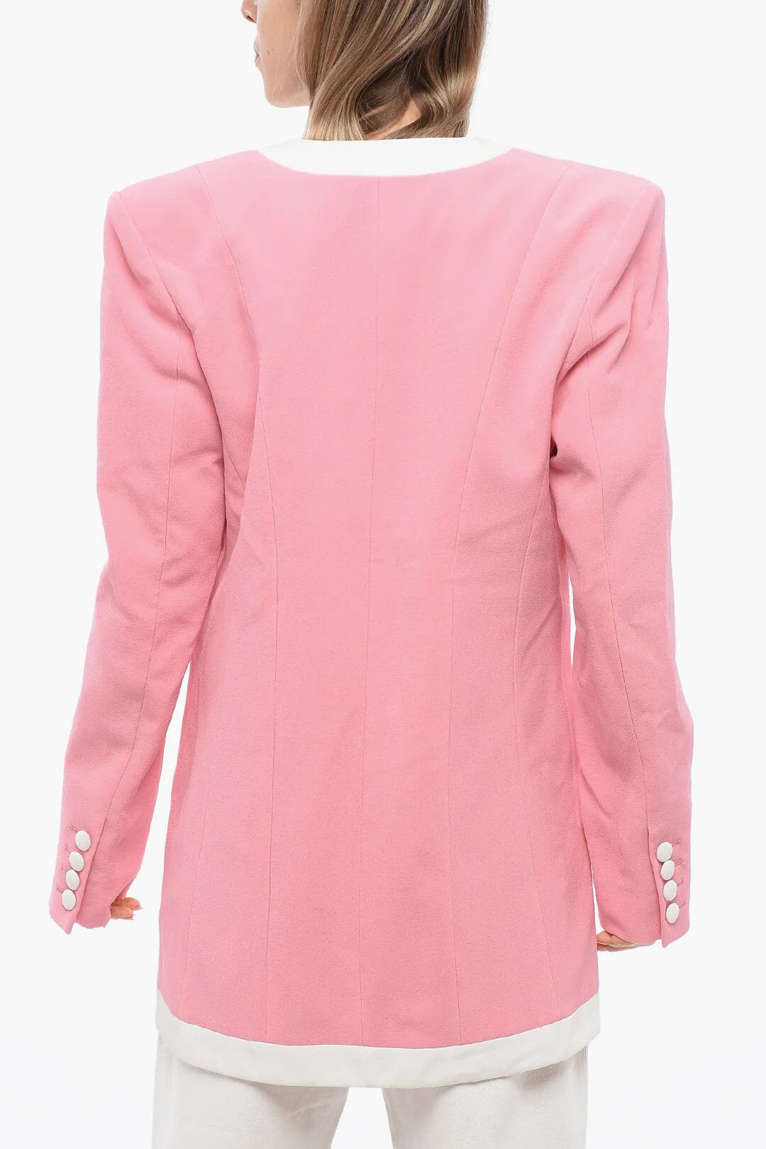 Balmain og1mm0326 Structured Crepe de Chine Jacket in Pink Size S / US 4 / IT 40 - 2 Thumbnail