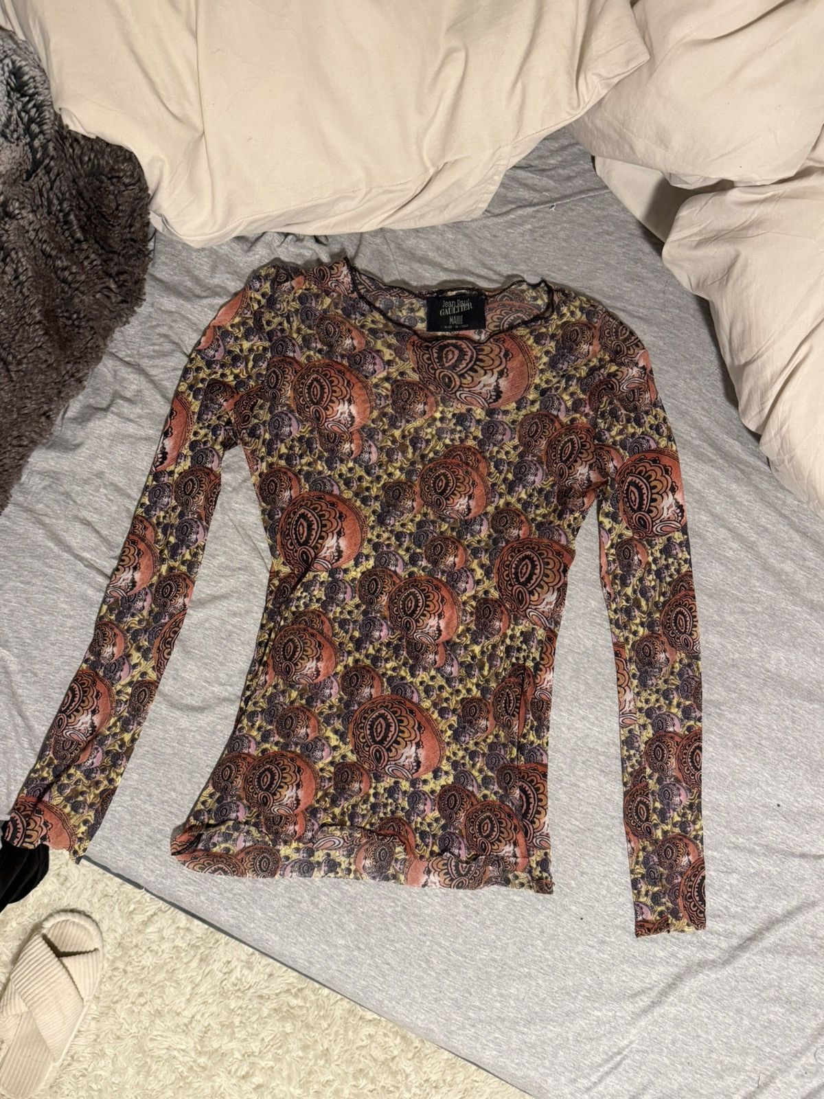 Jean Paul Gaultier JPG Kaleidoscope Print Long Sleeve Mesh Top Size S / US 4 / IT 40 - 2 Thumbnail