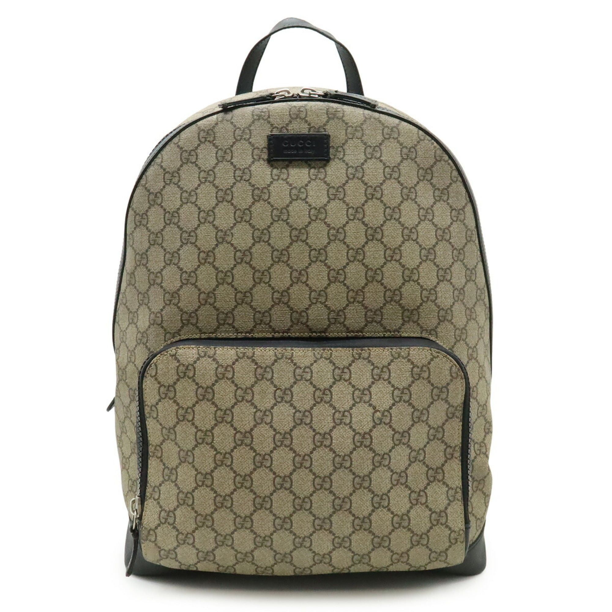 Gucci GUCCI GG Supreme Backpack, Rucksack, Daypack, PVC, Leather, Beige, Black, 406370 Size ONE SIZE - 1 Thumbnail