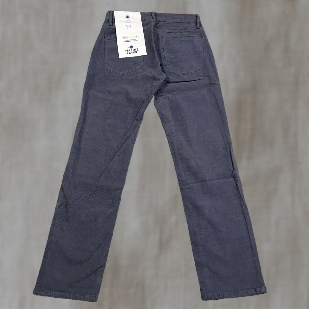 Marine Layer Slim Pants Men 32x30 Corduroy Straight Leg Gray Chino
