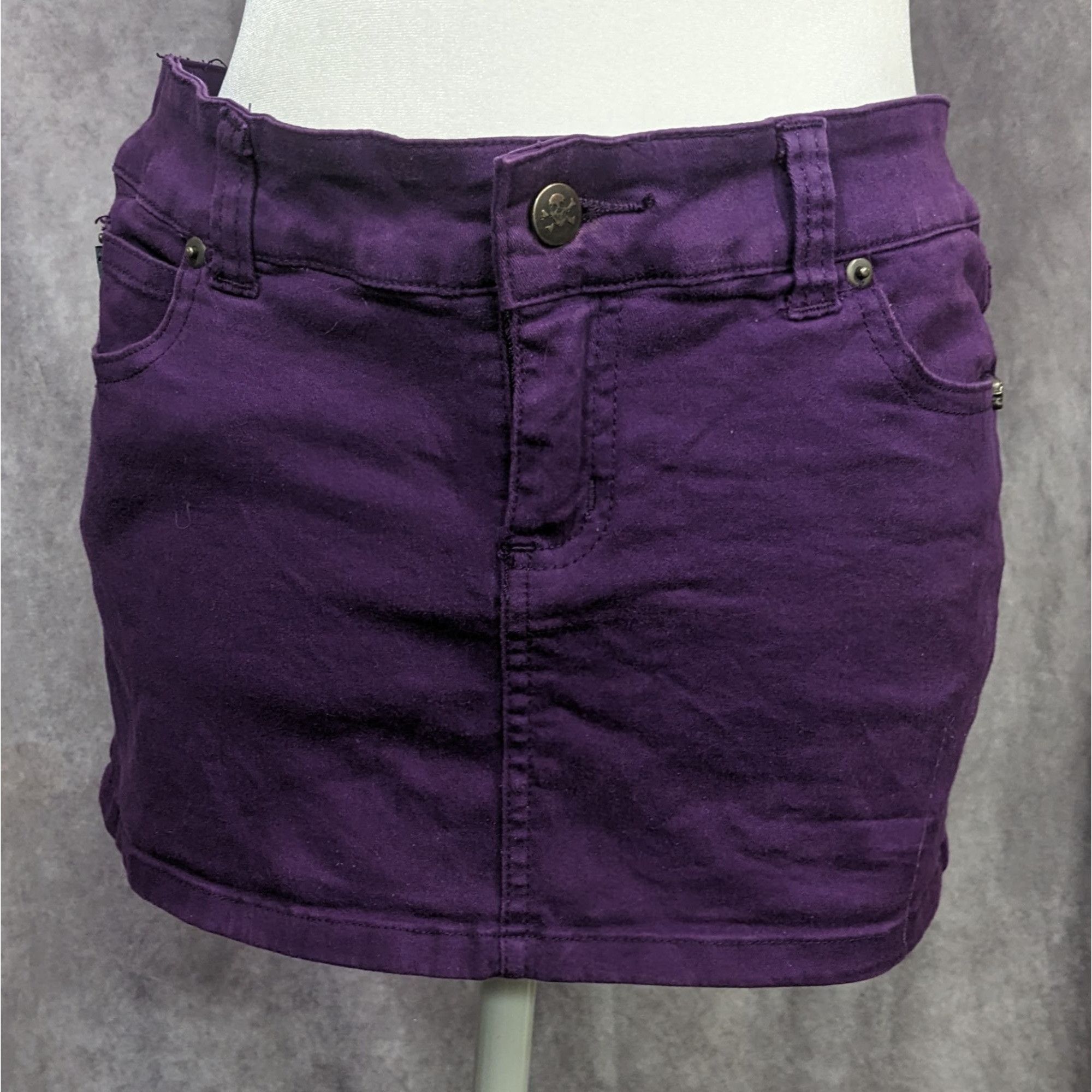 Tripp NYC Gothic Punk Tripp NYC Purple Denim Mini Skirt Size 31" - 7 Thumbnail