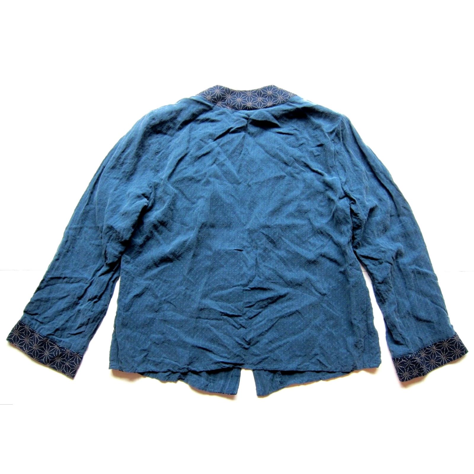 Vintage VTG Naturally Yours Honolulu Hawaii Rayon Blue Open Long Sleeve Blouse Medium Size M / US 6-8 / IT 42-44 - 2 Thumbnail