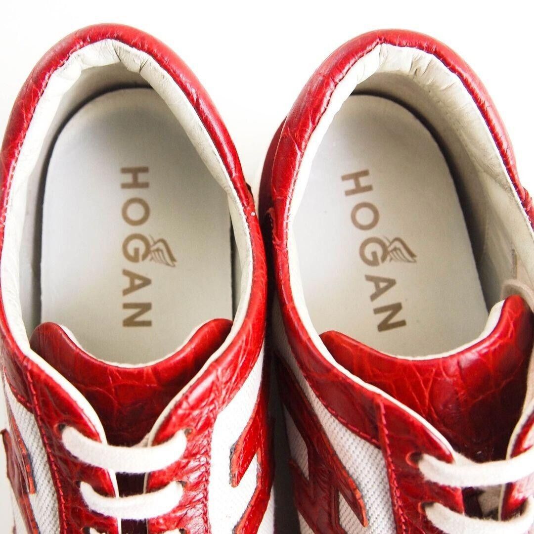Hogan Hogan Low Top Sneakers Red Croc Ivory Canvas EU 40 US 10 Size US 10 / IT 40 - 6 Thumbnail