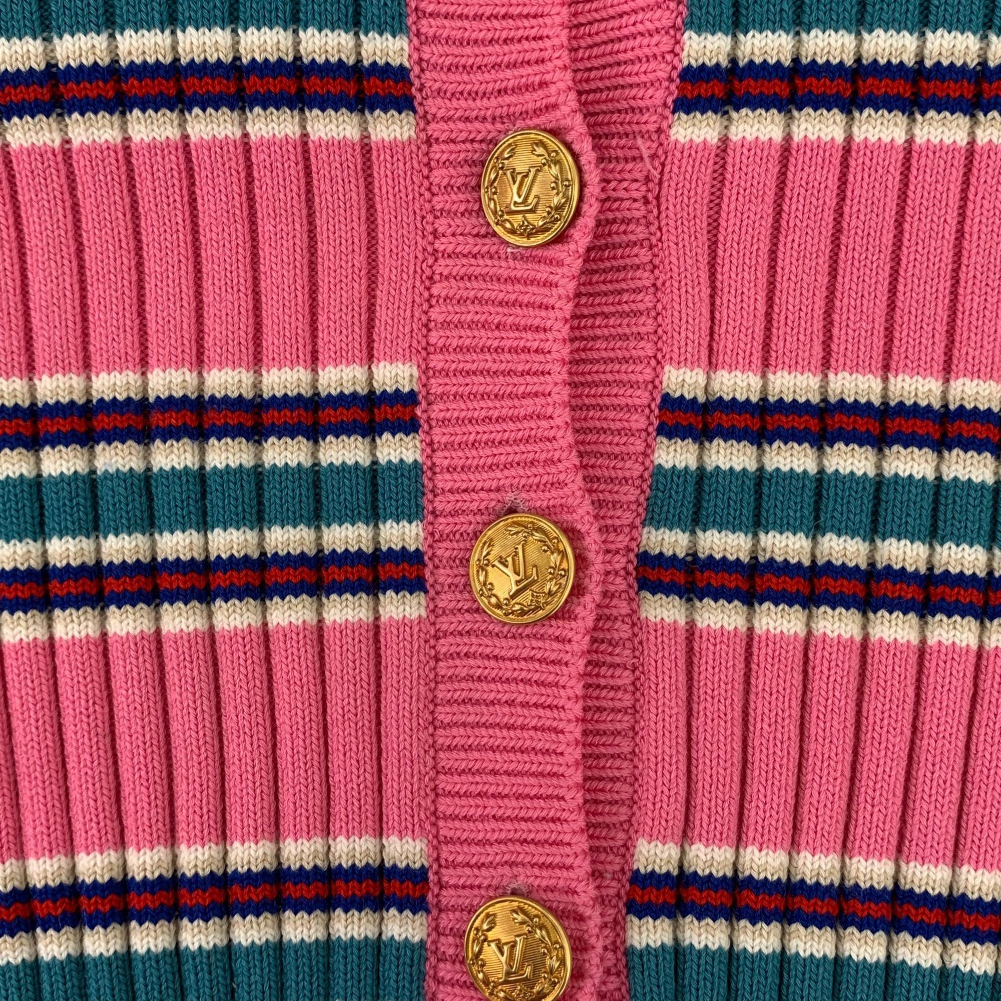 Louis Vuitton Louis Vuitton Pink Striped Flared Sleeve Knit Cardigan XS Si Size XS / US 0-2 / IT 36-38 - 4 Thumbnail