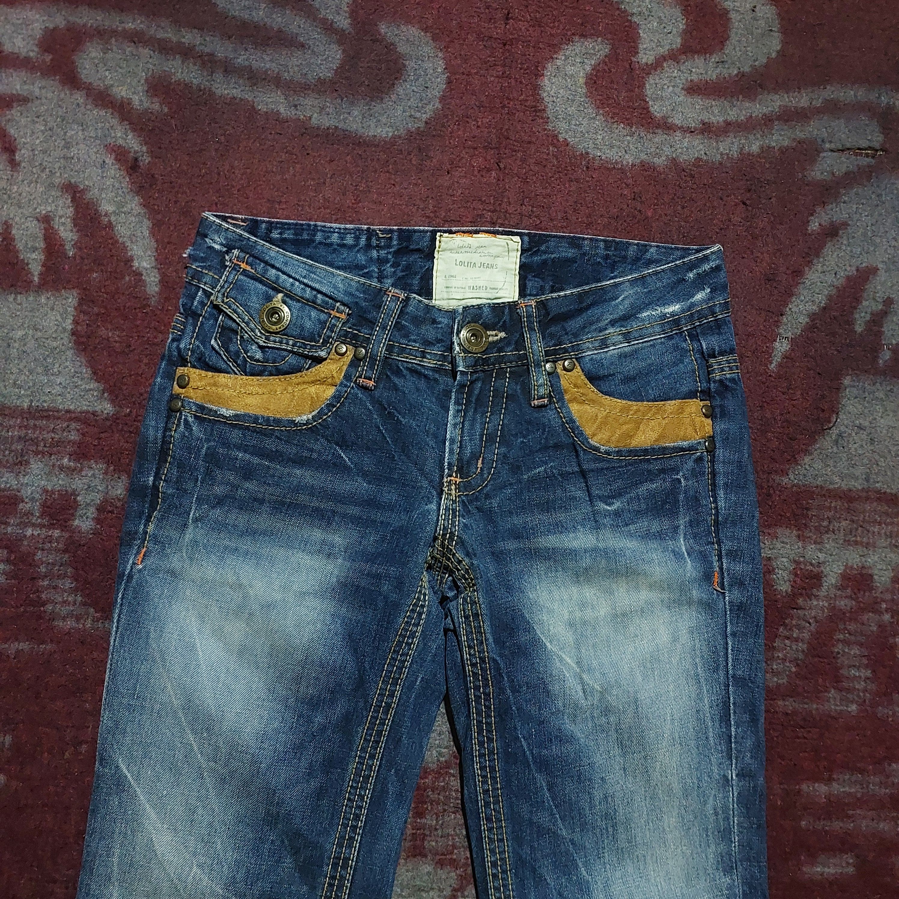 Tornado Mart Lolita japan Clawmark Leather Pocket Back Flare Jeans blue Size US 30 / EU 46 - 4 Thumbnail