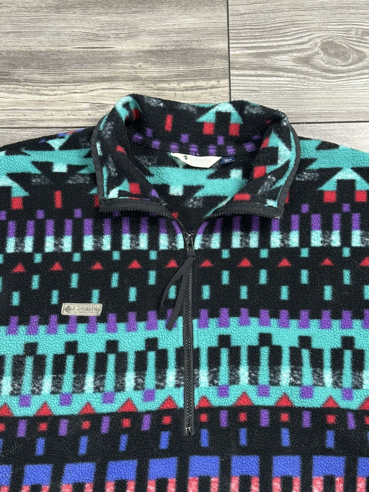 Columbia Vintage 90’s Columbia Aztec Quarter Zip Fleece Size US XL / EU 56 / 4 - 3 Thumbnail