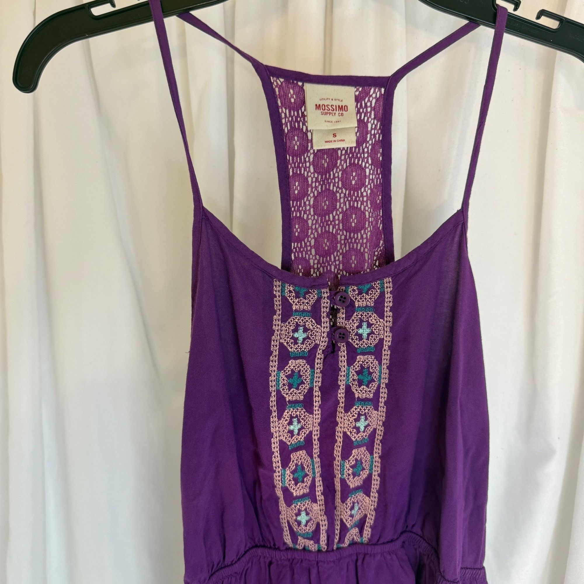 Other Mossimo Supply Purple Sleeveless Boho Dress Lace Embroidered Size S / US 4 / IT 40 - 2 Thumbnail