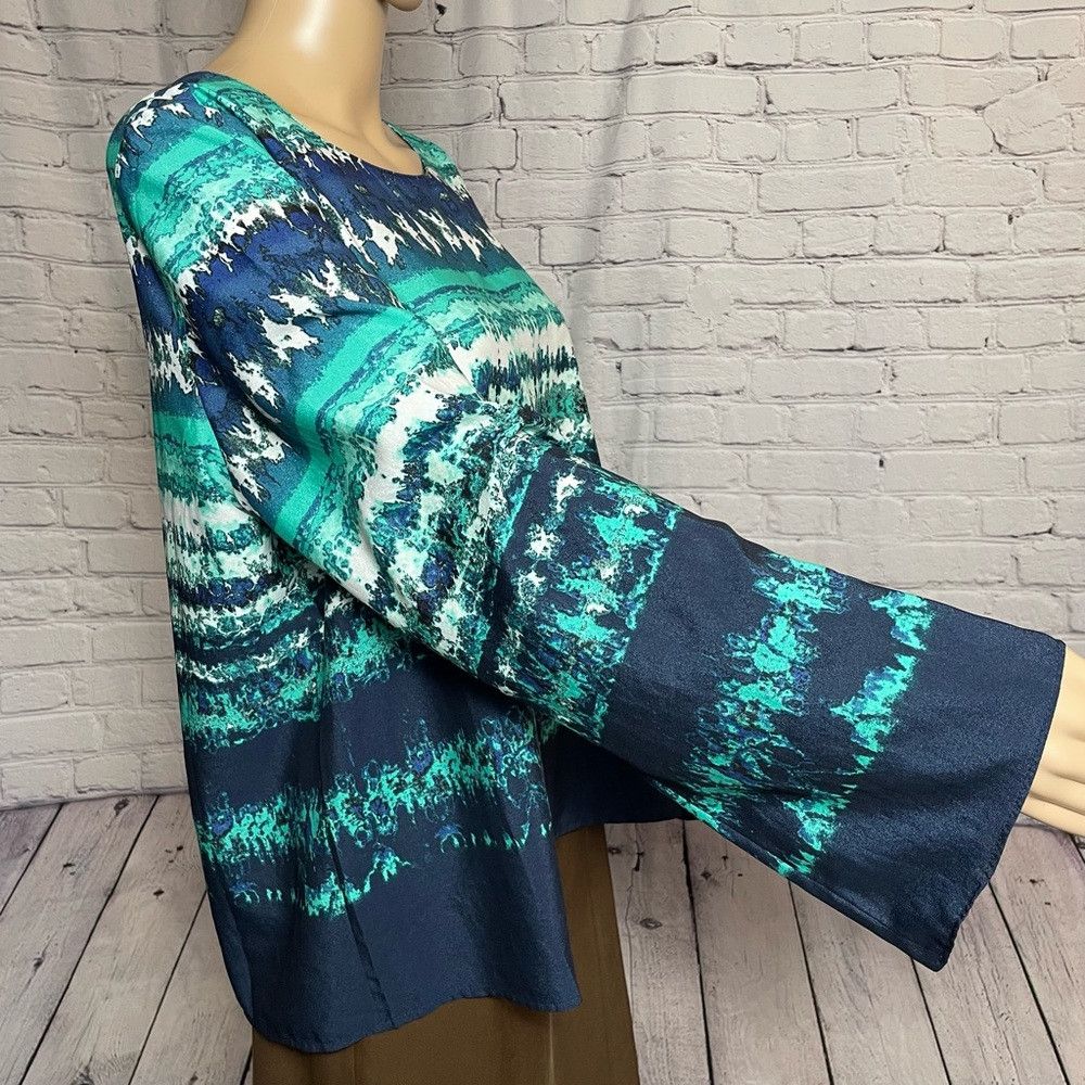 Other Milano Long Sleeve Blue Green Blouse Size XL Size XL / US 12-14 / IT 48-50 - 3 Thumbnail