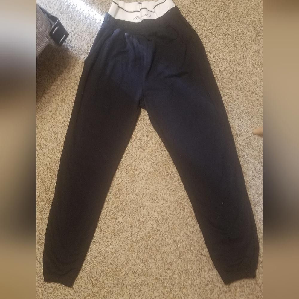 Designer Missguided Black Joggers with White Stripe Size 4 Size 27" / US 4 / IT 40 - 2 Thumbnail
