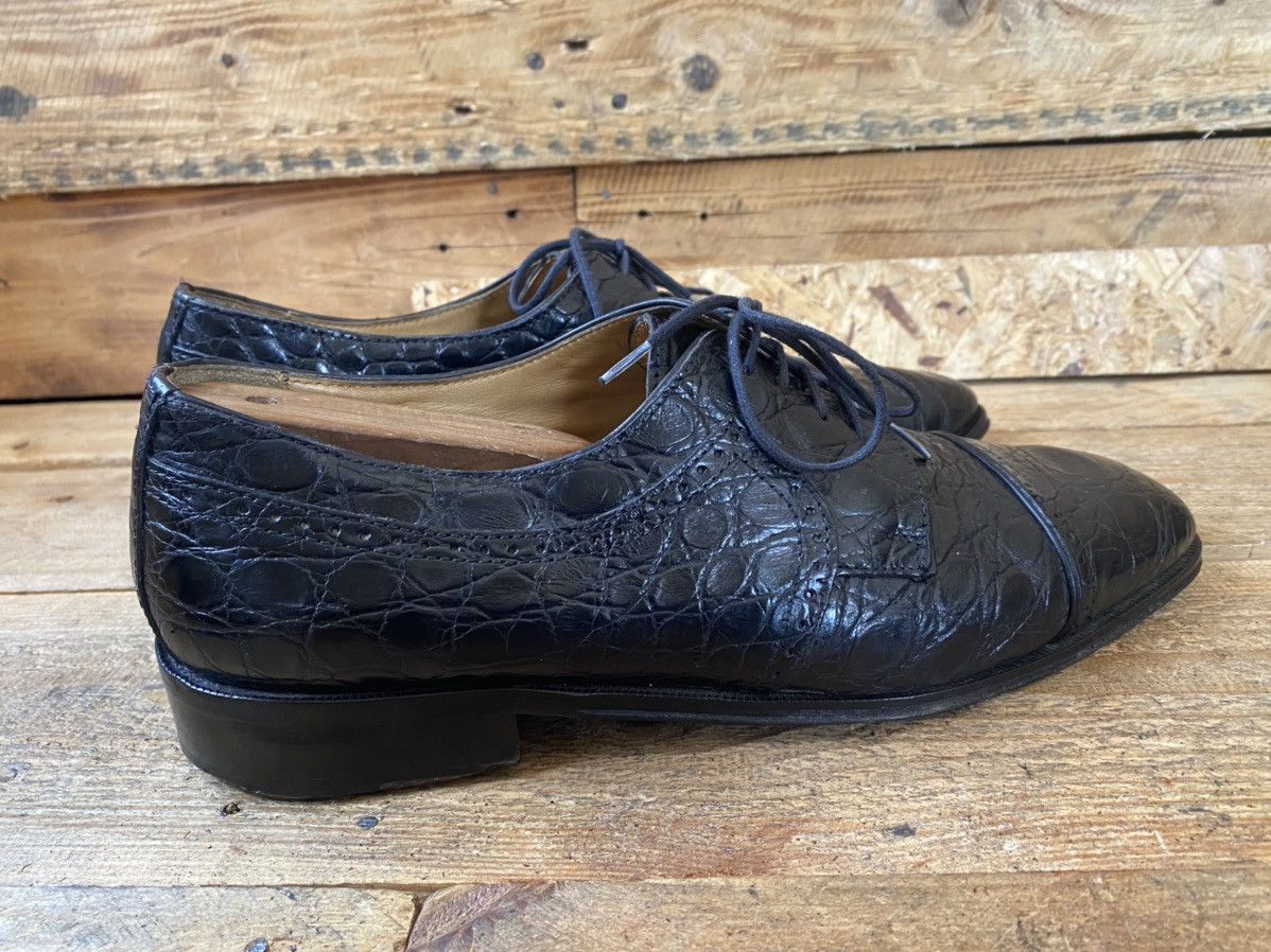 Designer × Vintage × Zelli Zelli oxford exotic crocodile black captoe leather shoes 42 Size US 9.5 / EU 42-43 - 9 Thumbnail