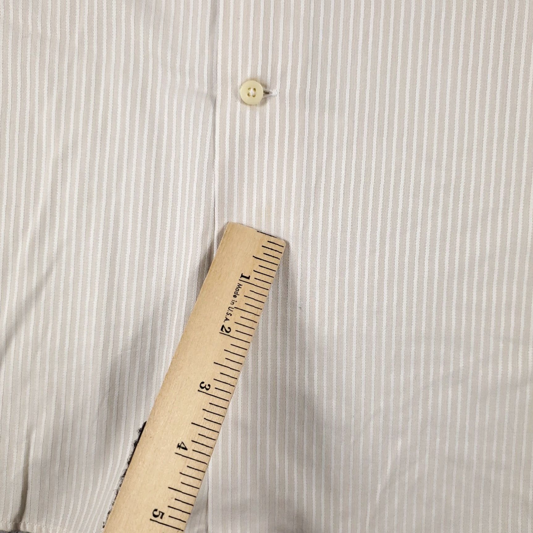 Tommy Bahama Tommy Bahama Dress Shirt Men 17 Beige Striped Button Up Long Sleeve Casual Business Classic 100% Cotton Mens Size 17 Size 46R - 4 Thumbnail
