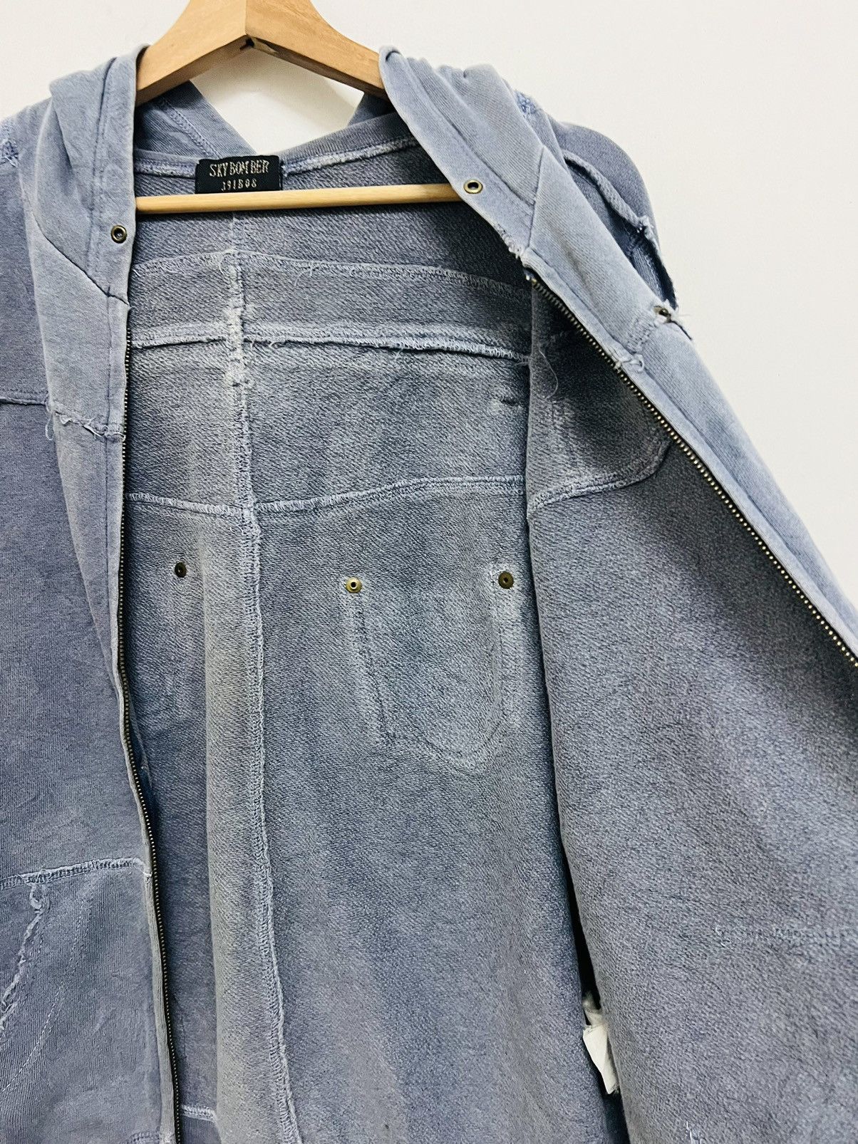 Japanese Brand SKY BOMBER 391B08 RECONSTRUCTED ZIPPER HOODIE JACKET Size US M / EU 48-50 / 2 - 8 Thumbnail