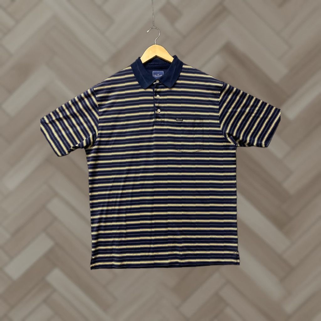 Faconnable VINTAGE Faconnable Polo Shirt Men’s M Cotton Striped 90s Golf Casual Navy Yellow Size US M / EU 48-50 / 2 - 1 Thumbnail