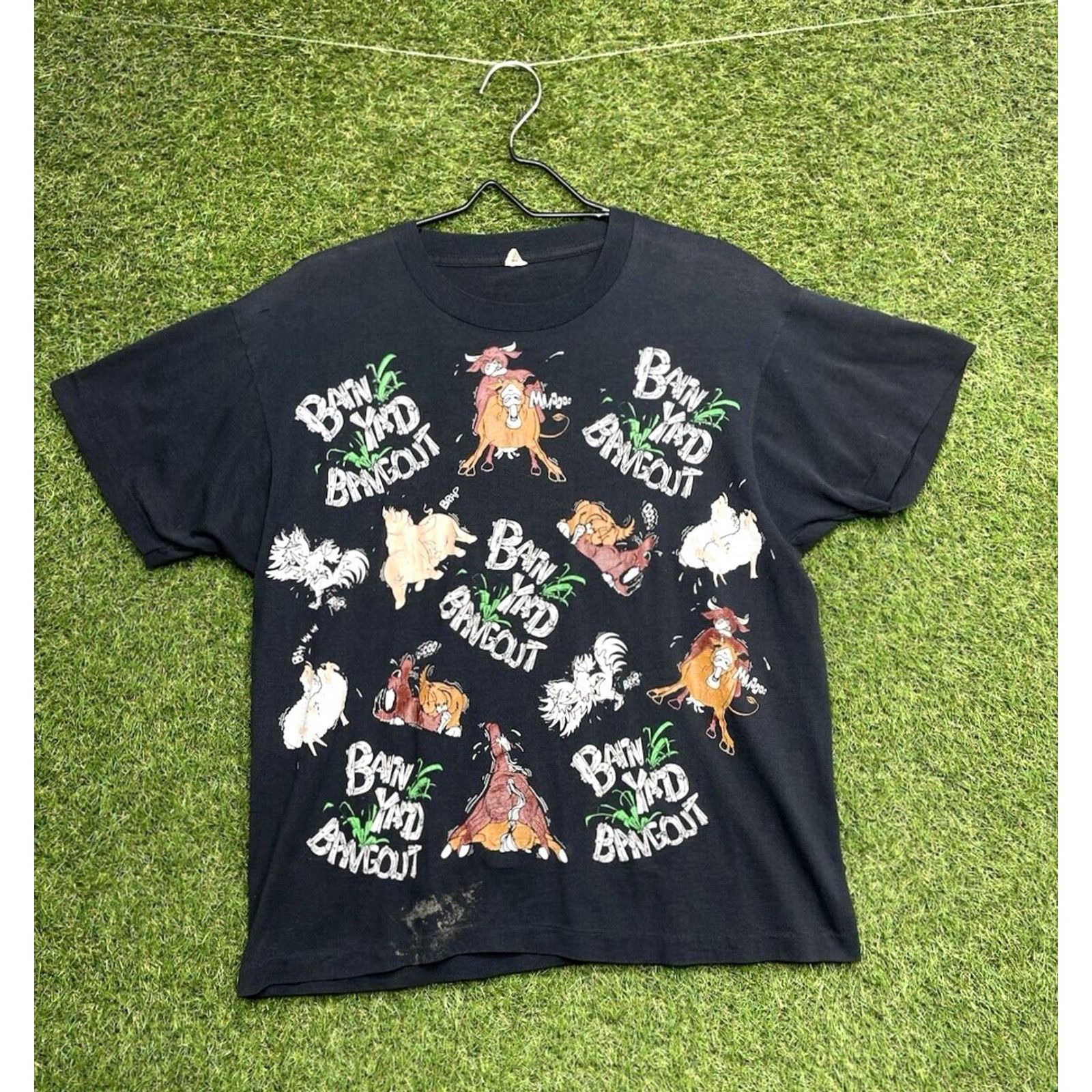 Vintage VINTAGE Screen Stars T-Shirt Mens XL Black 90s Stitch Graphic Print Crew Neck Short Sleeve Cotton Single Stitch Nature Animals Size US XL / EU 56 / 4 - 2 Thumbnail