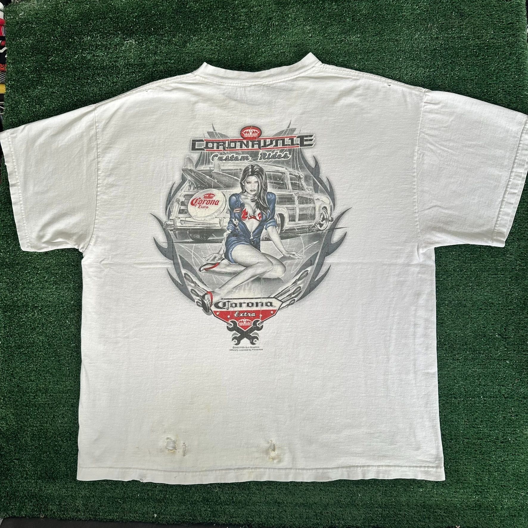 Vintage Vintage 2003 Corona Extra Pin Up Girl T-Shirt Boxy Y2K Surf Size US XL / EU 56 / 4 - 1 Thumbnail