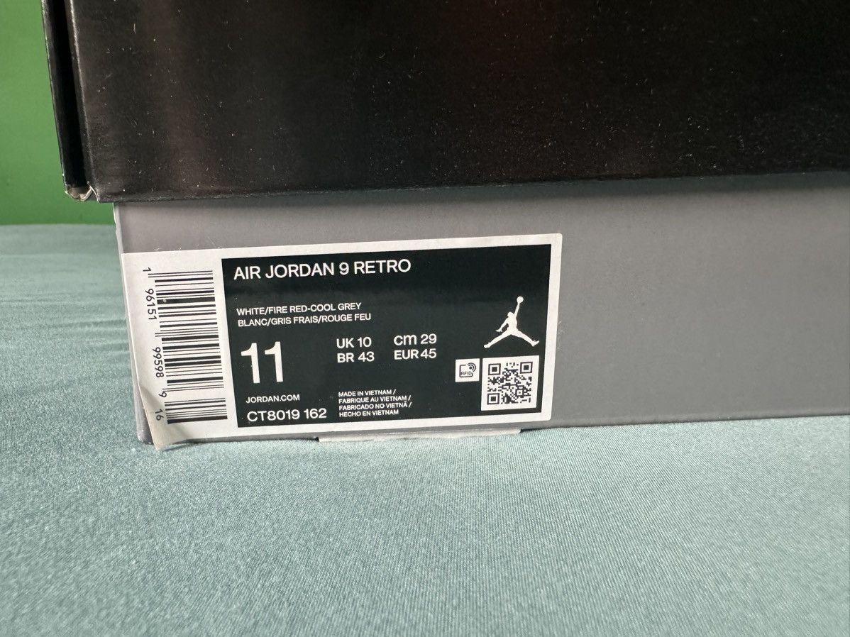 Jordan Brand Nike Air Jordan 9 Fire Red 2022 Size US 11 / EU 44 - 6 Thumbnail