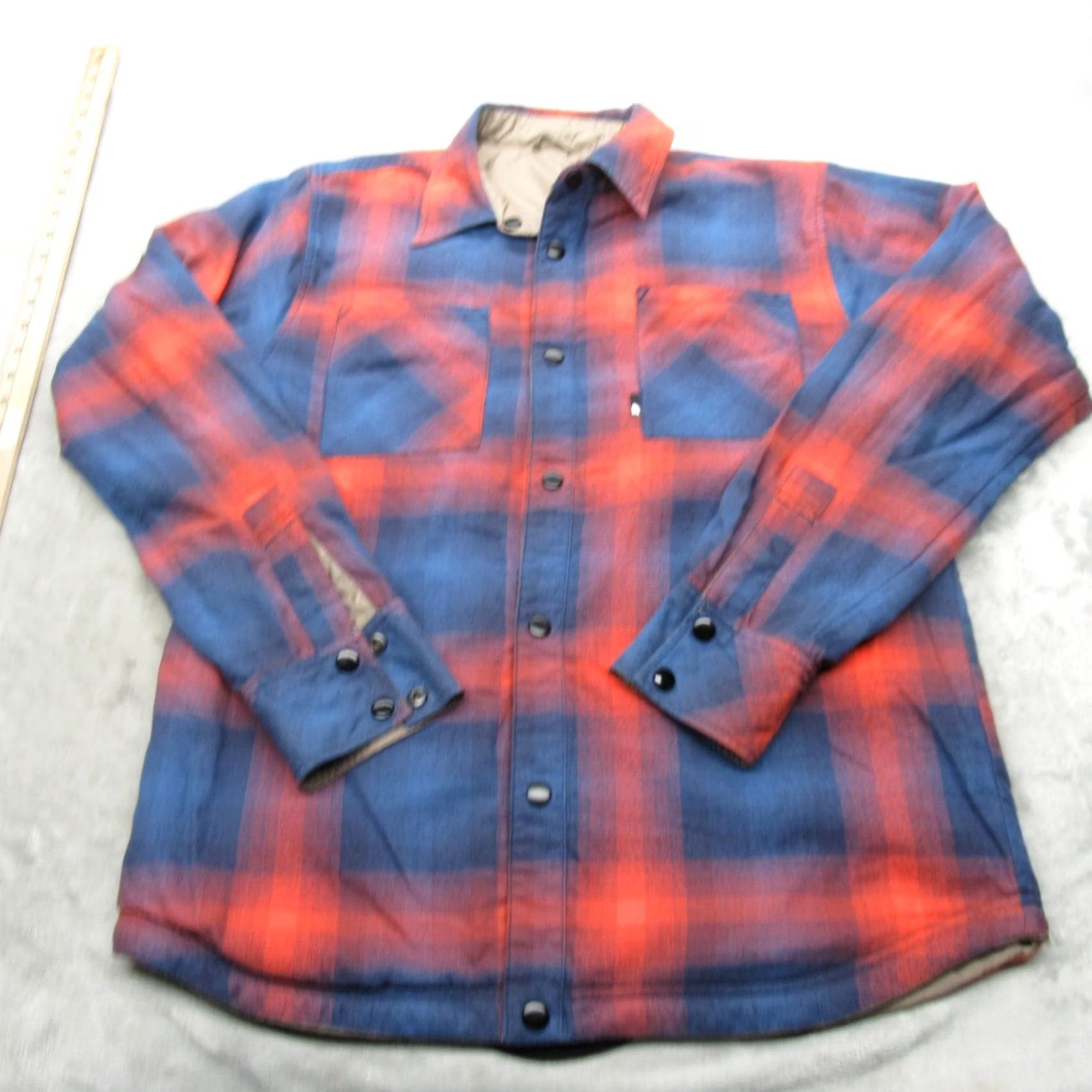 The North Face The North Face Shirt Jacket Mens Small Tan Red Plaid Insulated Reversible Snap Size US S / EU 44-46 / 1 - 3 Thumbnail