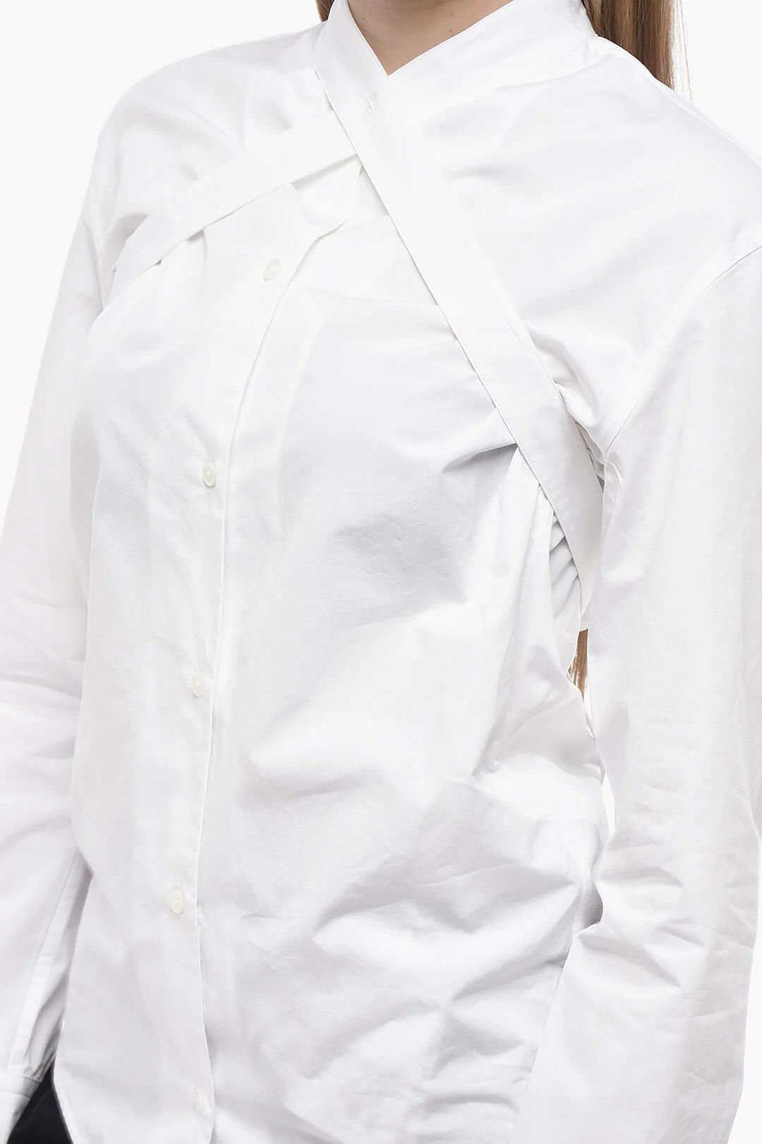 Off-White og1mm0426 Cotton Poplin Blouse in White Size XS / US 0-2 / IT 36-38 - 3 Thumbnail