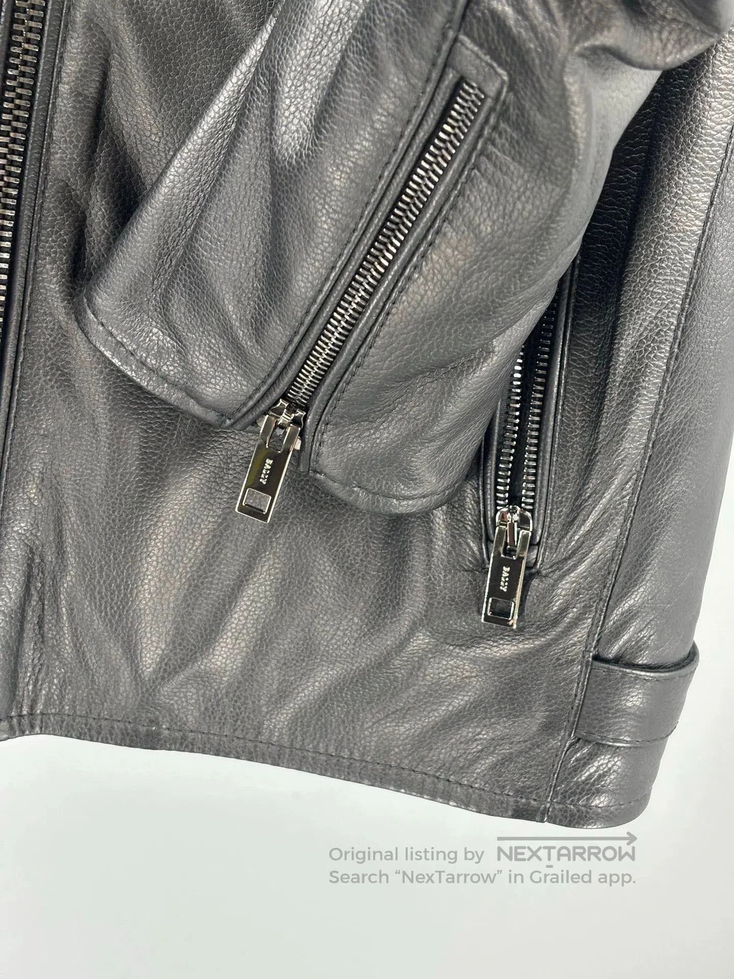 Emporio Armani black leather men's jacket from bally. Size US M / EU 48-50 / 2 - 3 Thumbnail